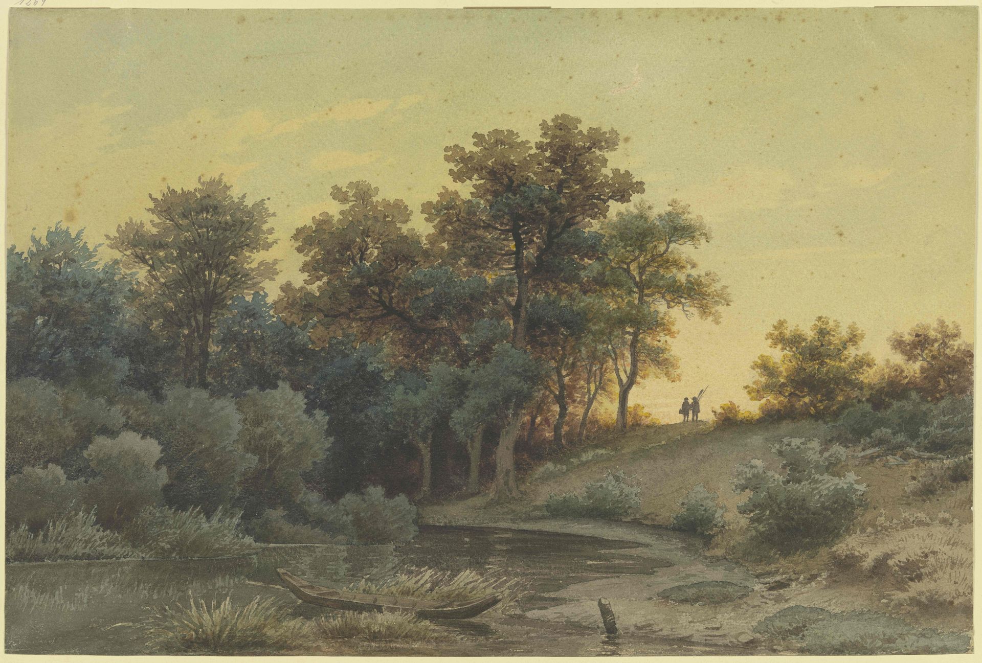 Waldrand mit Fluß im Abendlicht by Jakob Maurer