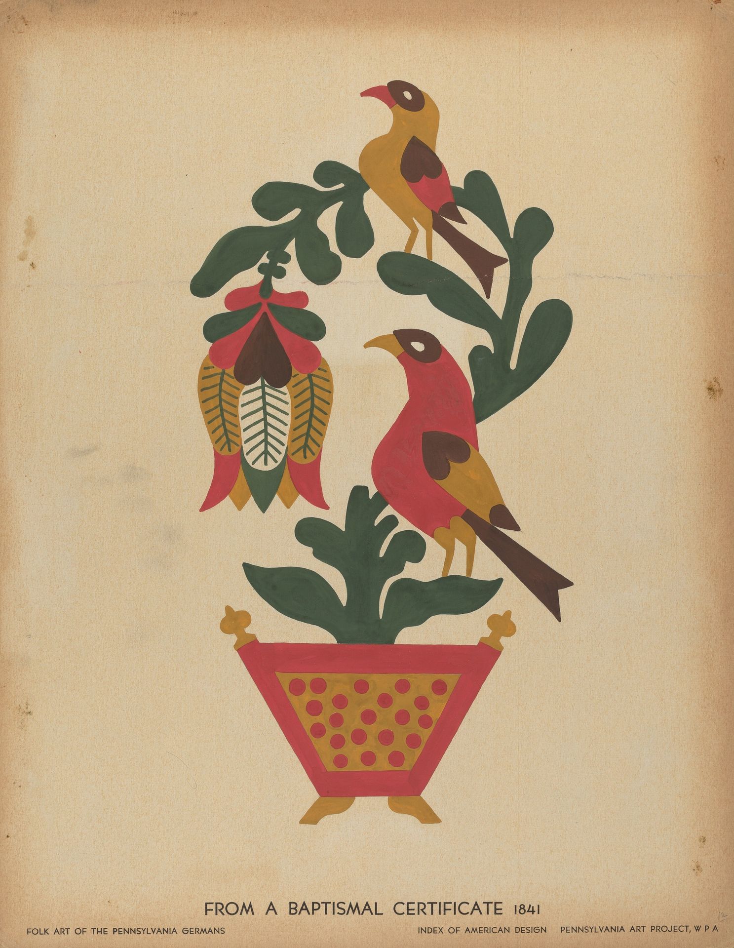 Drawing for Plate 12: From the Portfolio "Folk Art of Rural Pennsylvania" by Anonymous