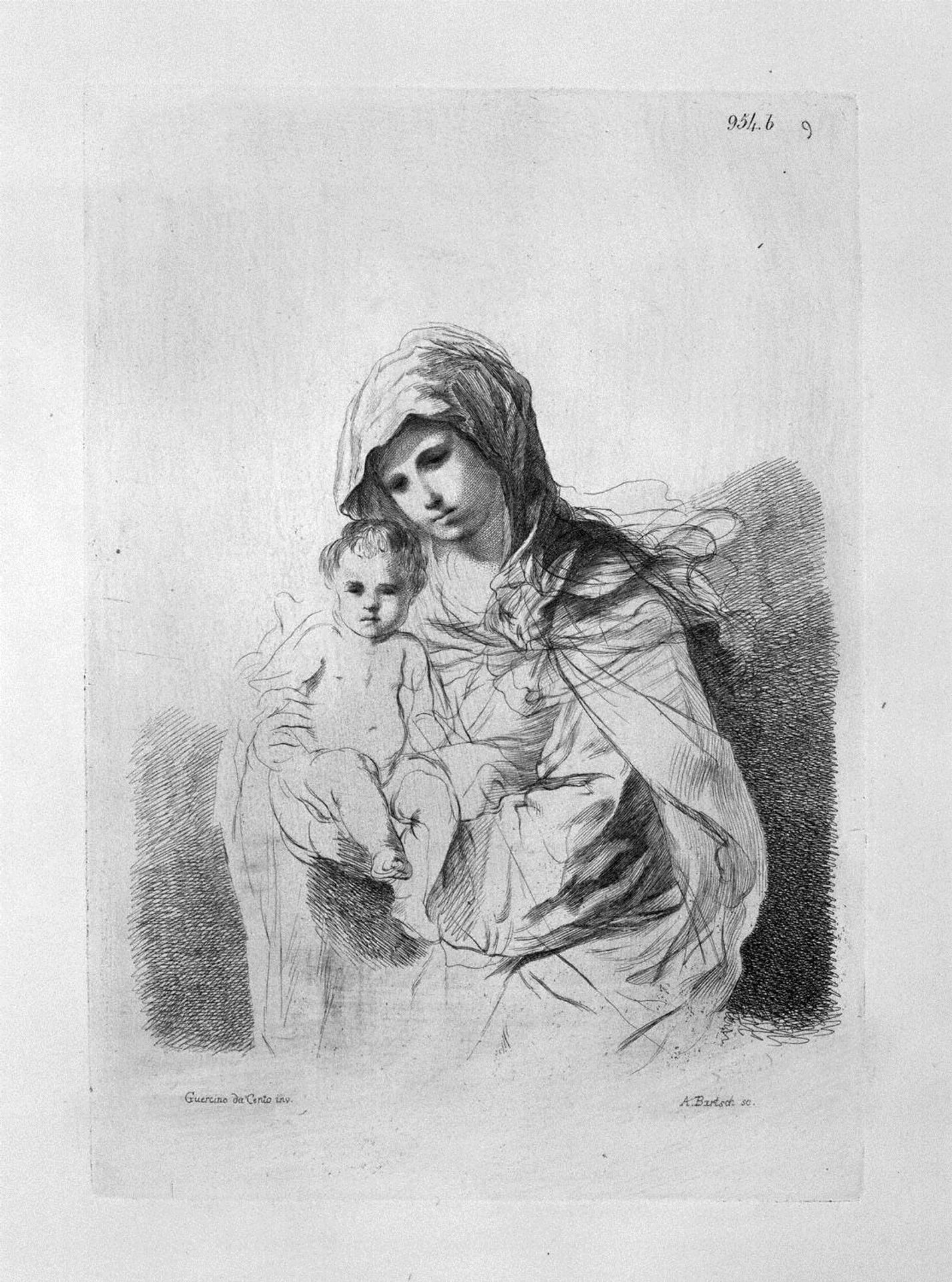 The Virgin and Child in half-figure in her arms, from Guercino by Giovanni Battista Piranesi