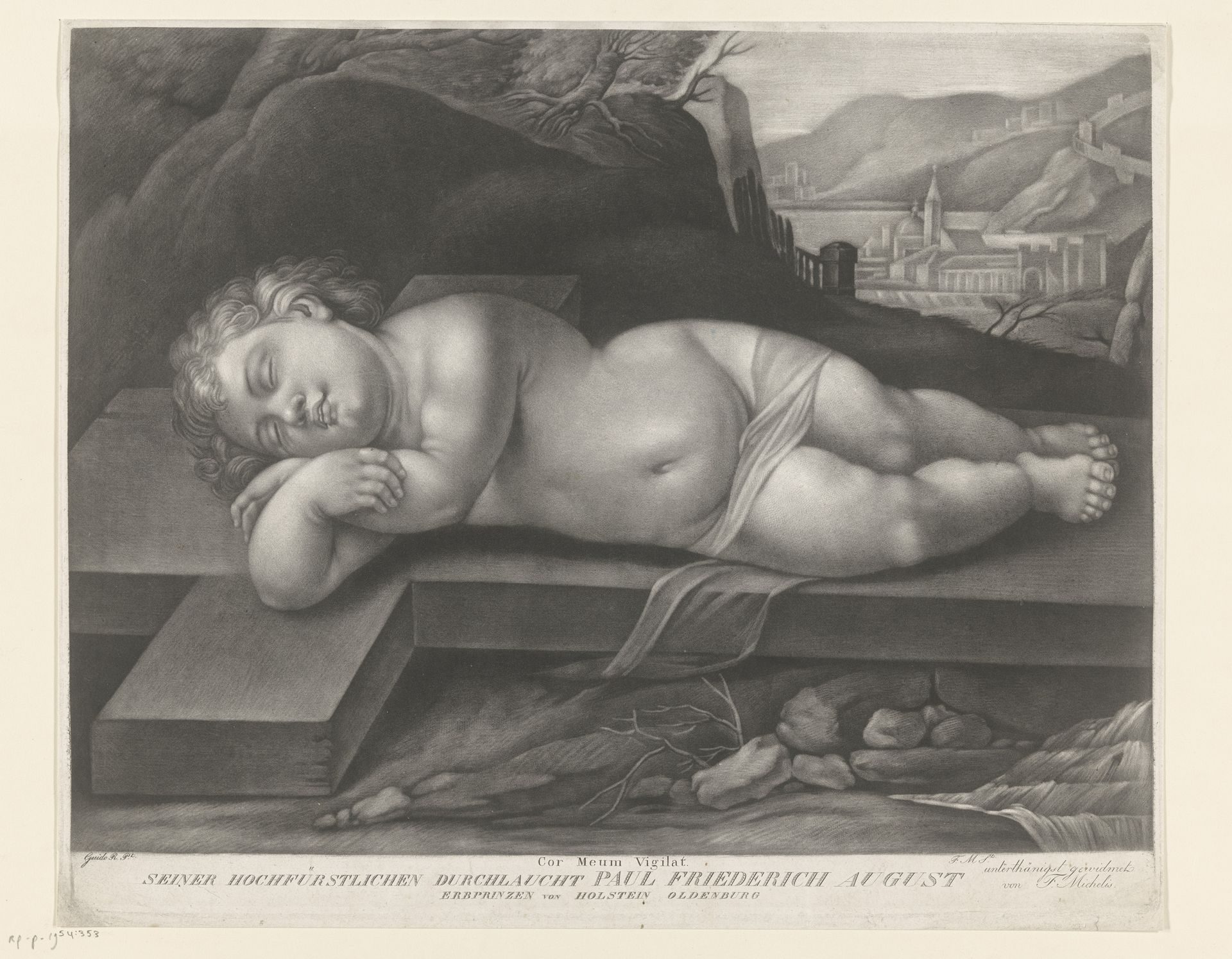 Christuskind slapend op het kruis by Franz (I) Michelis