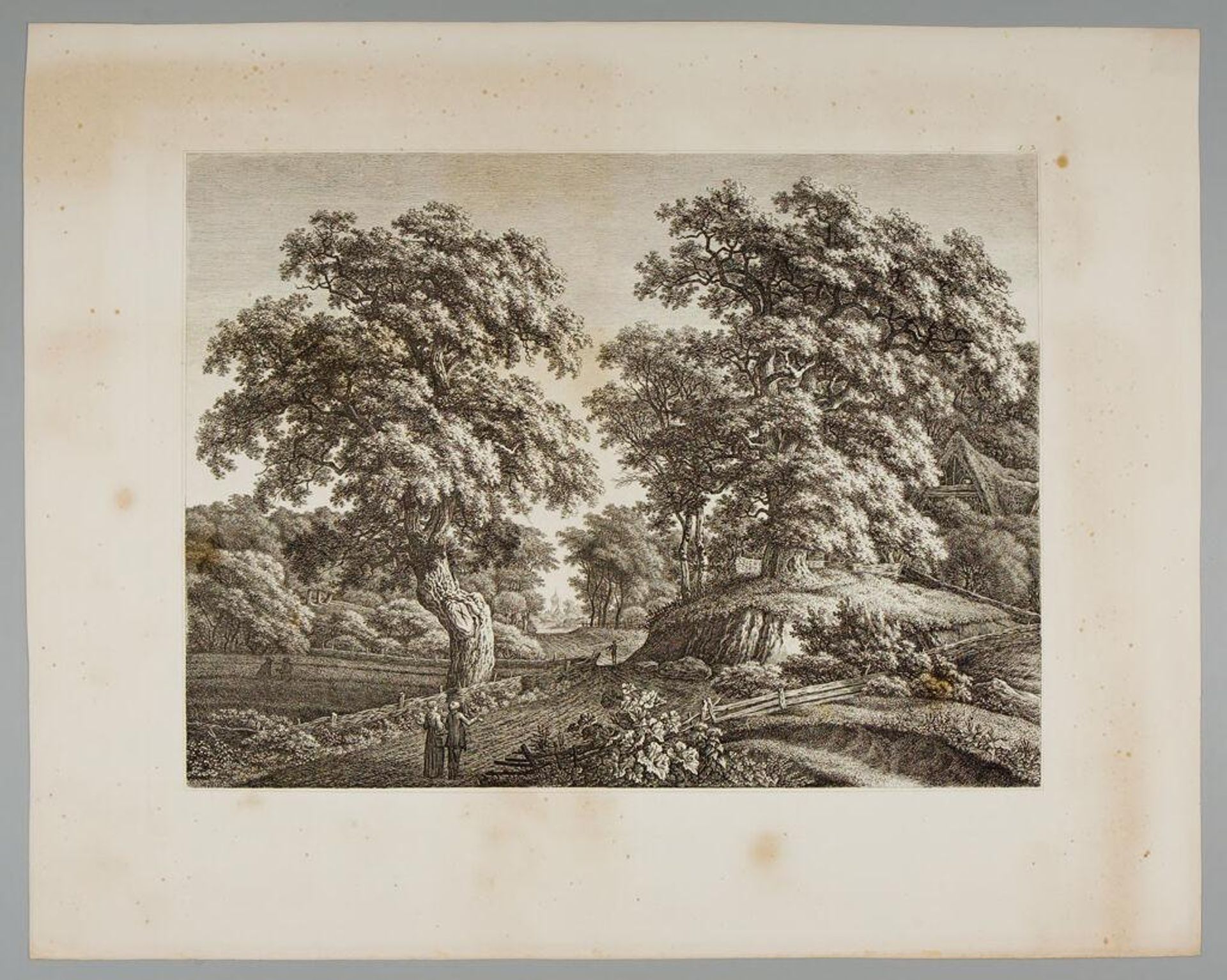 Landscape with a Grainfield, a Man and a Woman Walking Along a Road in the Foreground by Carl Wilhelm Kolbe