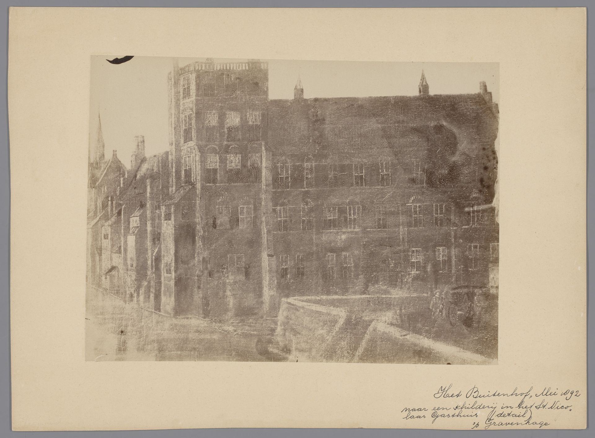 Fotoreproductie van een schilderij van het Buitenhof by anoniem (Monumentenzorg)
