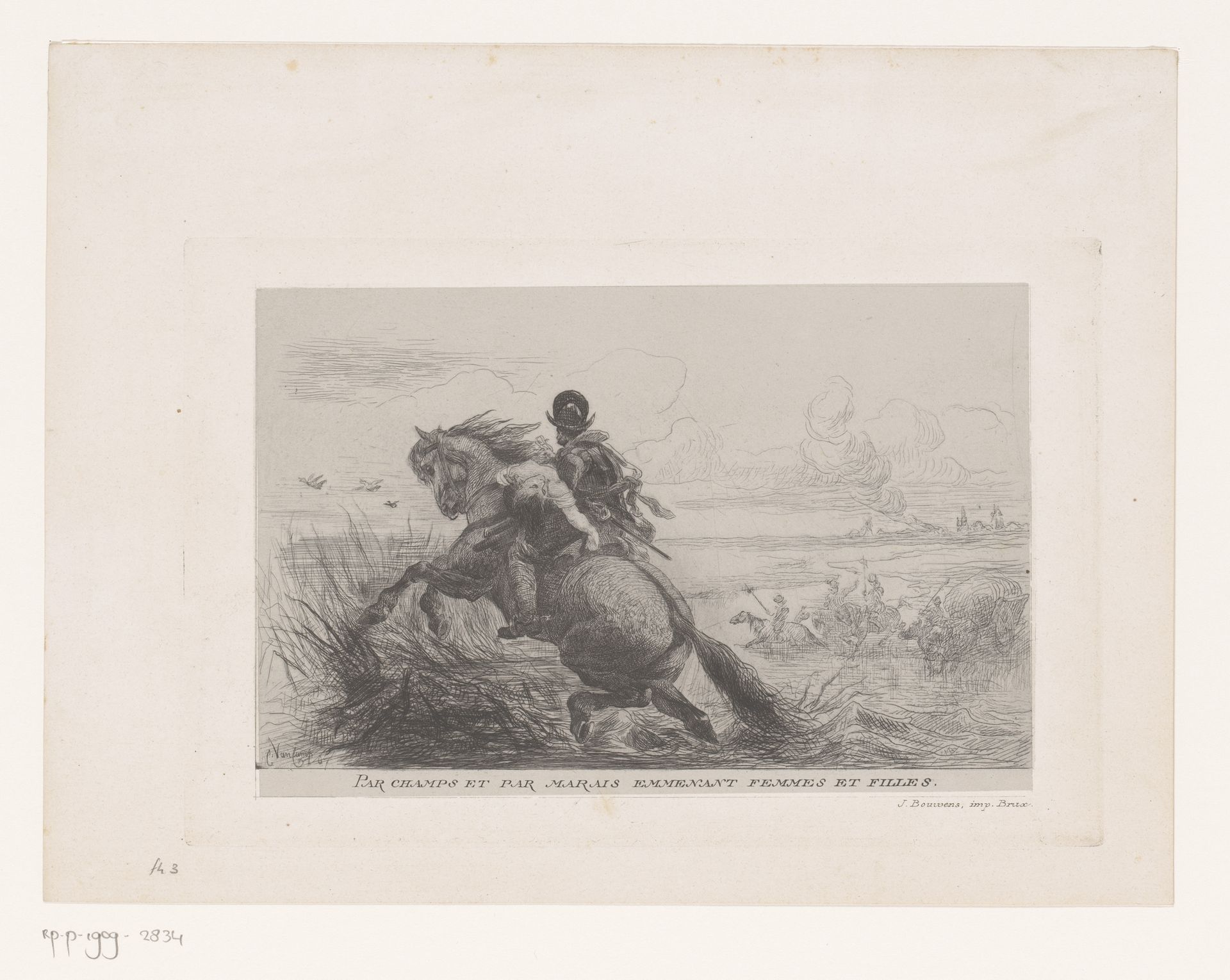 Spaanse cavalerist ontvoert een vrouw by Camille Van Camp