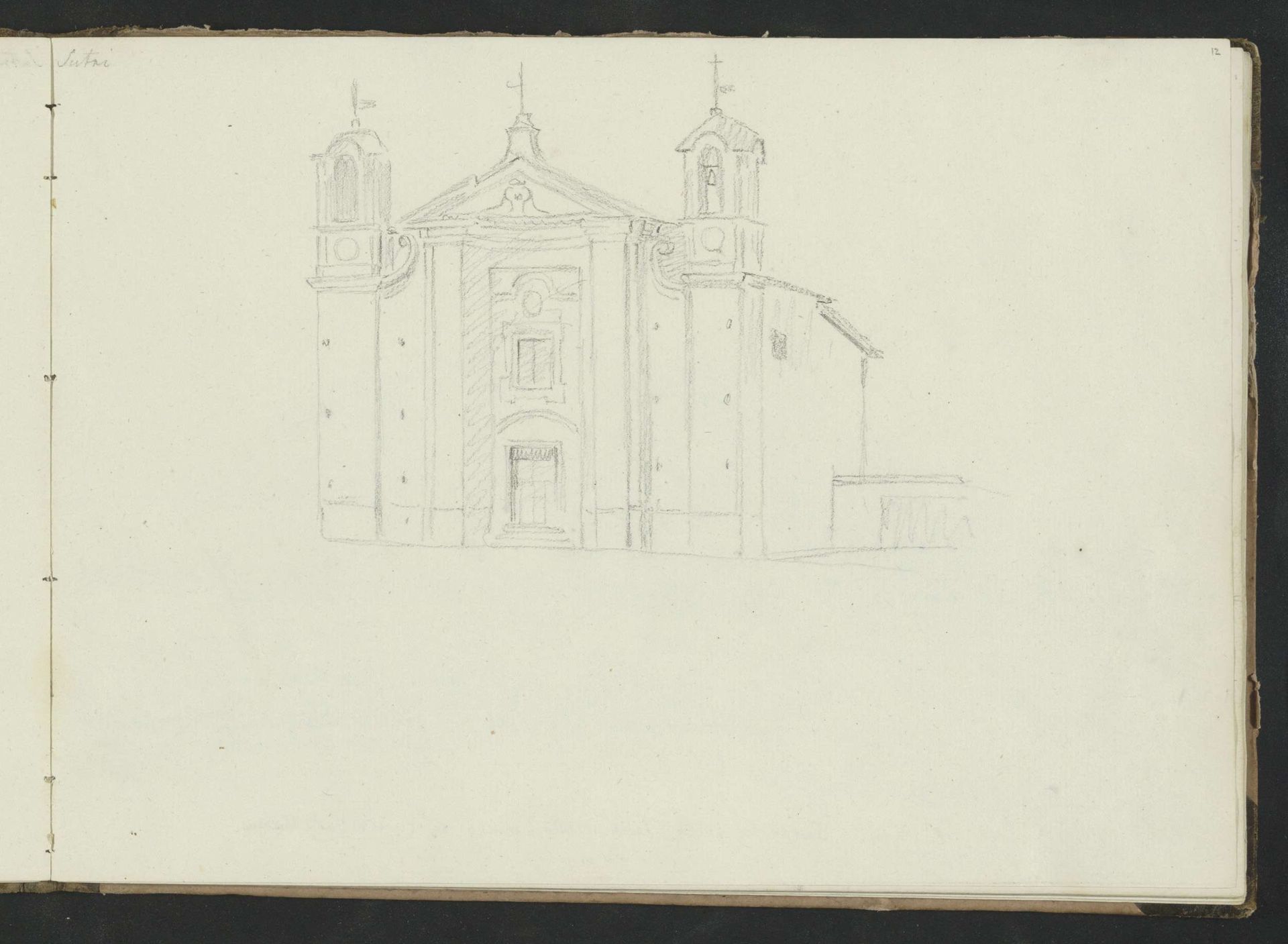 Façade van een kerk te Sutri by Abraham Teerlink