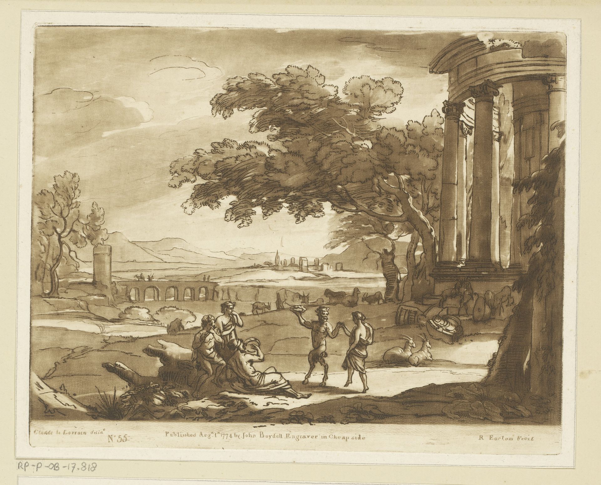 Landschap met dansende sater en nimf by Richard Earlom