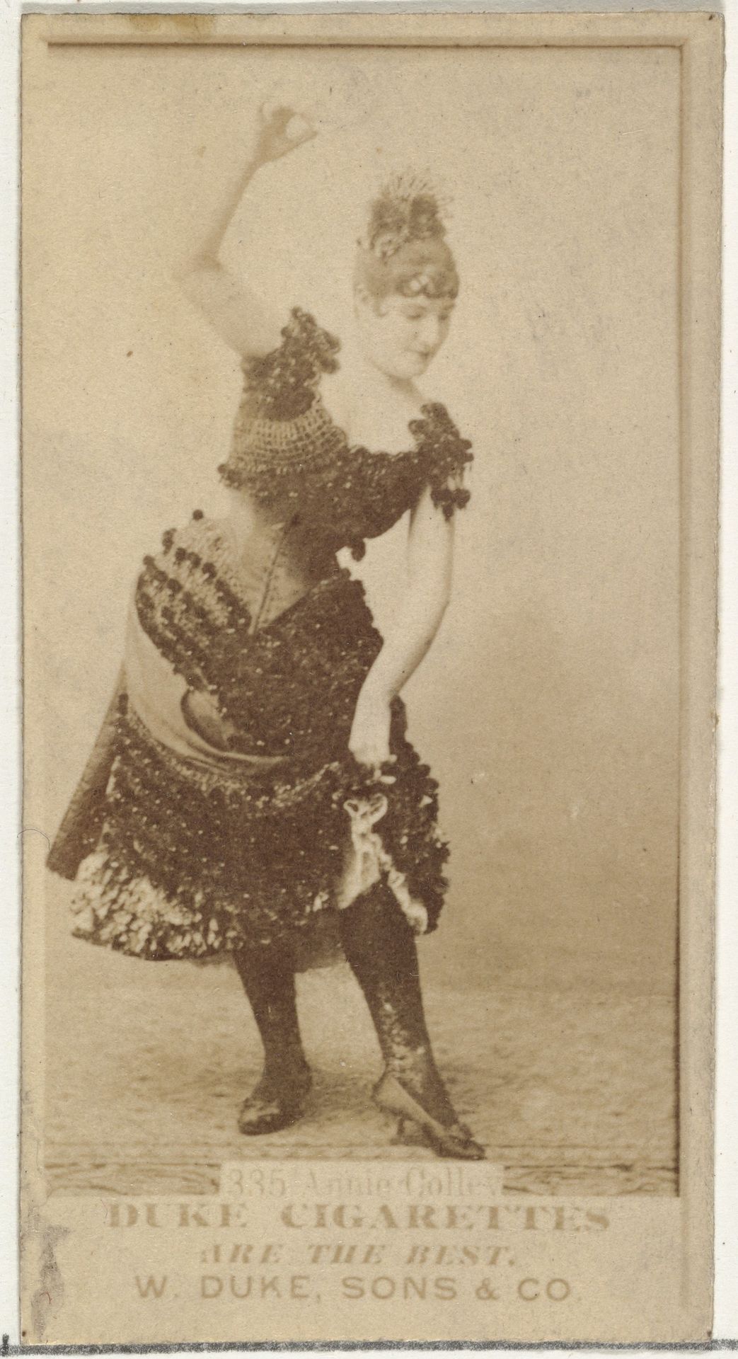 Card Number 335, Annie Colley, from the Actors and Actresses series (N145-7) issued by Duke Sons & Co. to promote Duke Cigarettes by W. Duke, Sons & Co.