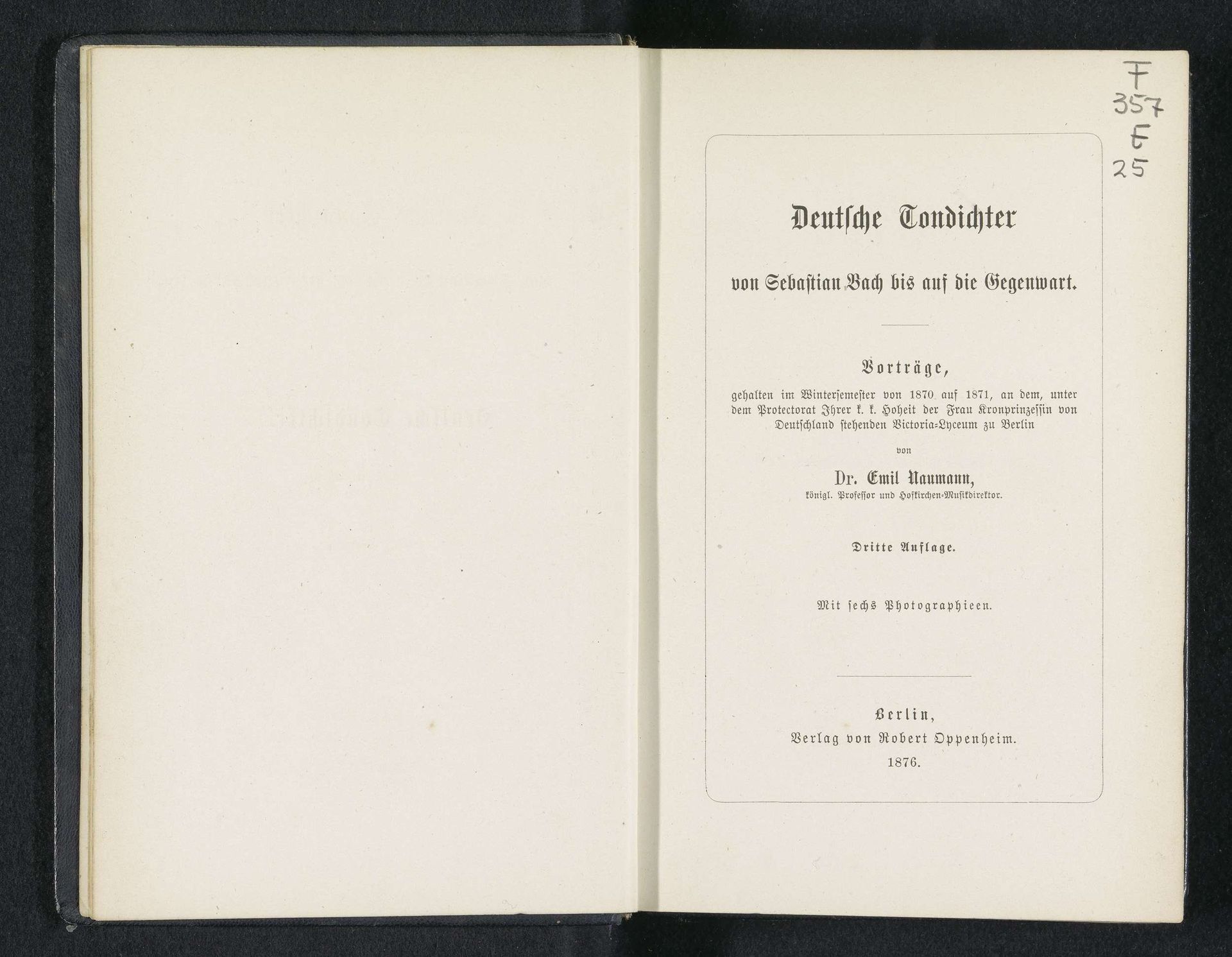 Deutsche Tondichter von Sebastian Bach bis auf die Gegenwart by Emil Naumann