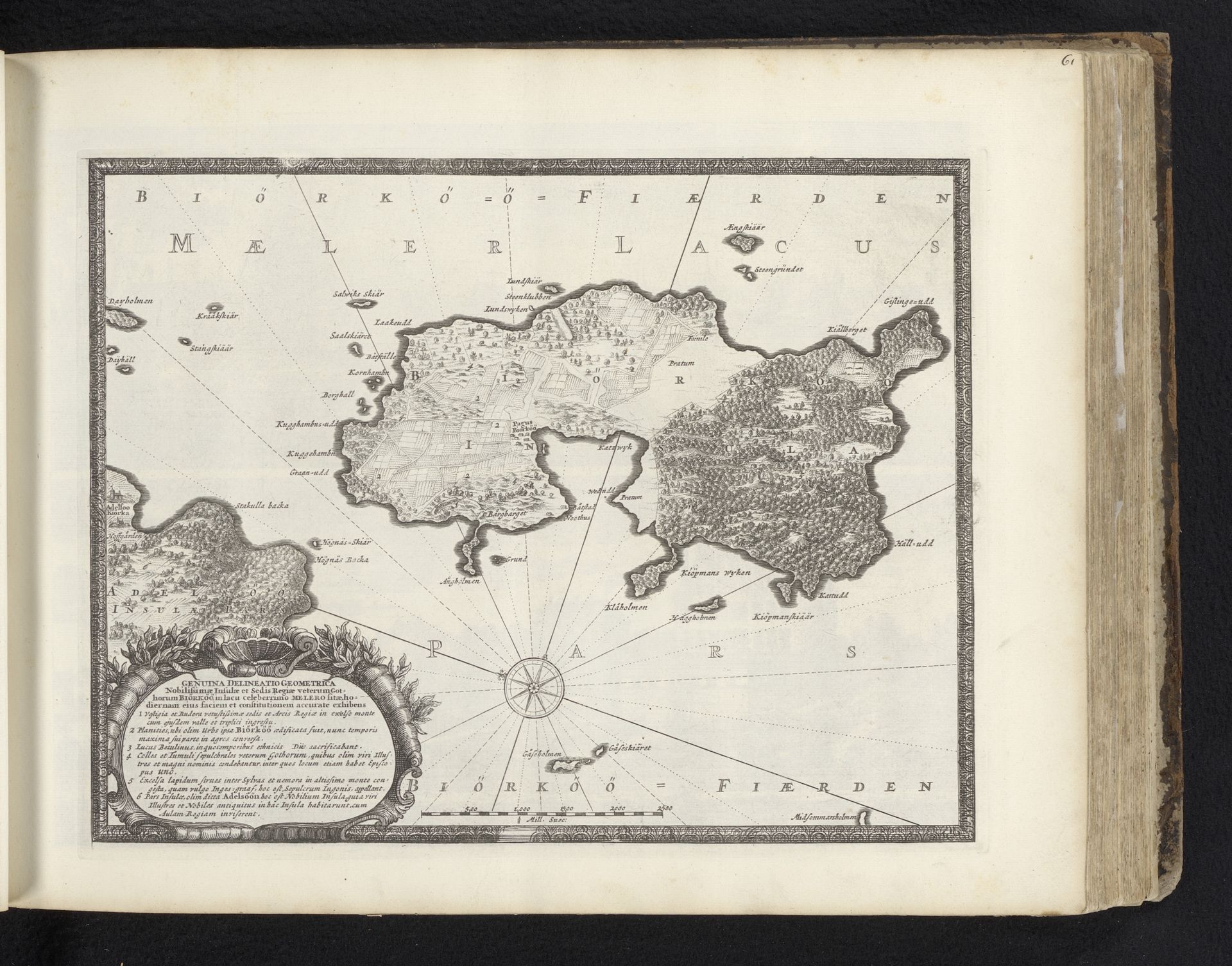 Kaart van het eiland Björkö in het Mälarmeer by Willem Swidde