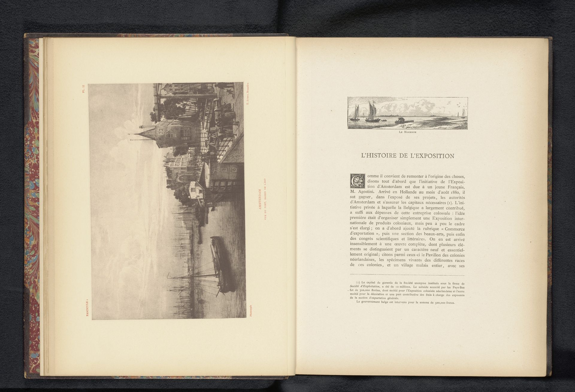 Reproductie van een prent van een gezicht op de haven van Amsterdam by Emile Aubry