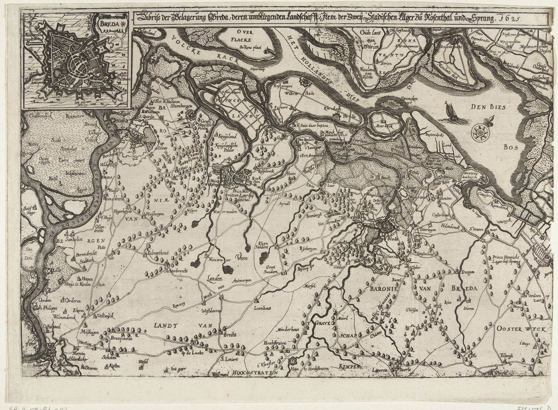 Kaart van het beleg van Breda, 1625 by Anonymous