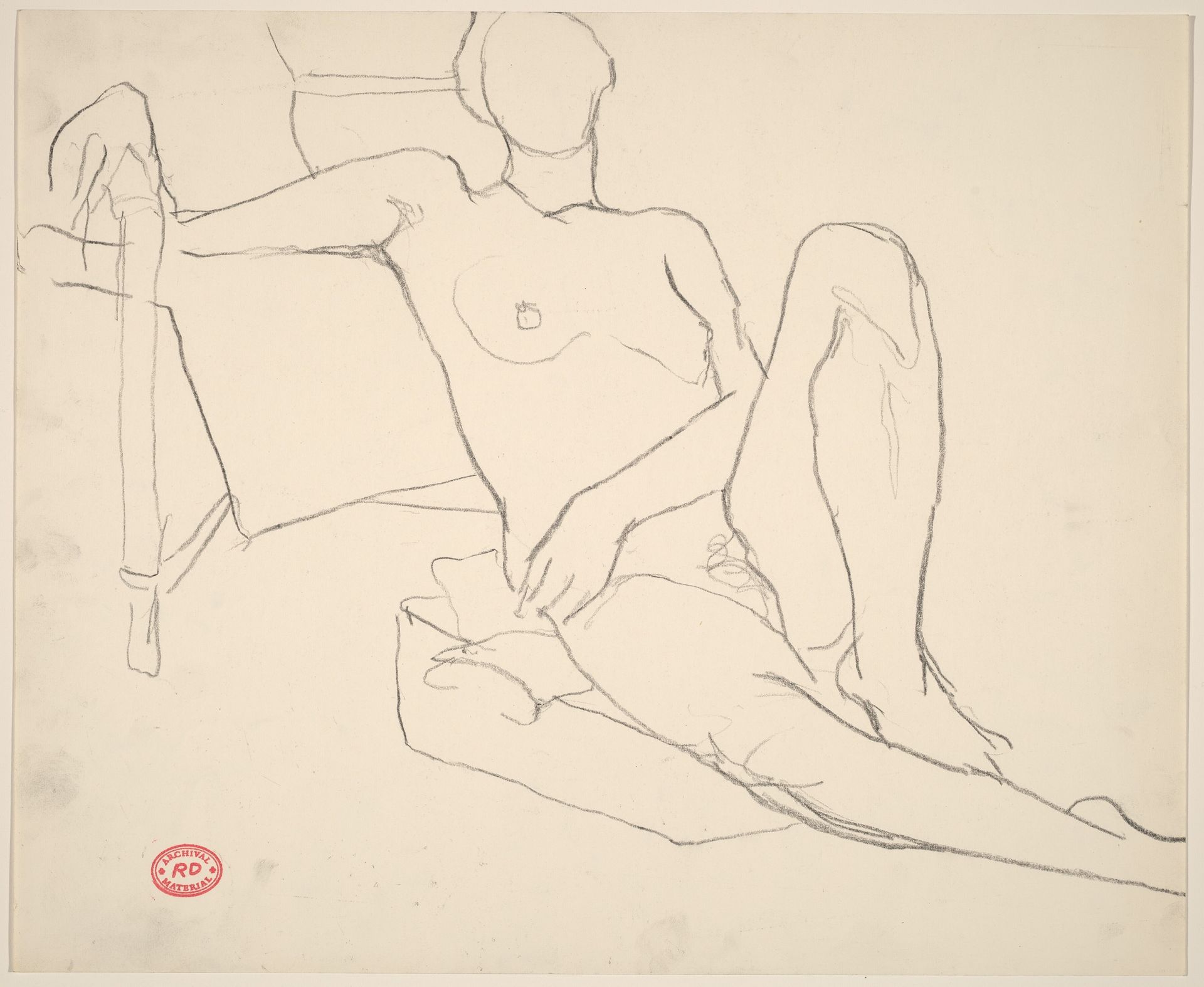 Untitled [female nude seated on a cushion] by Richard Diebenkorn