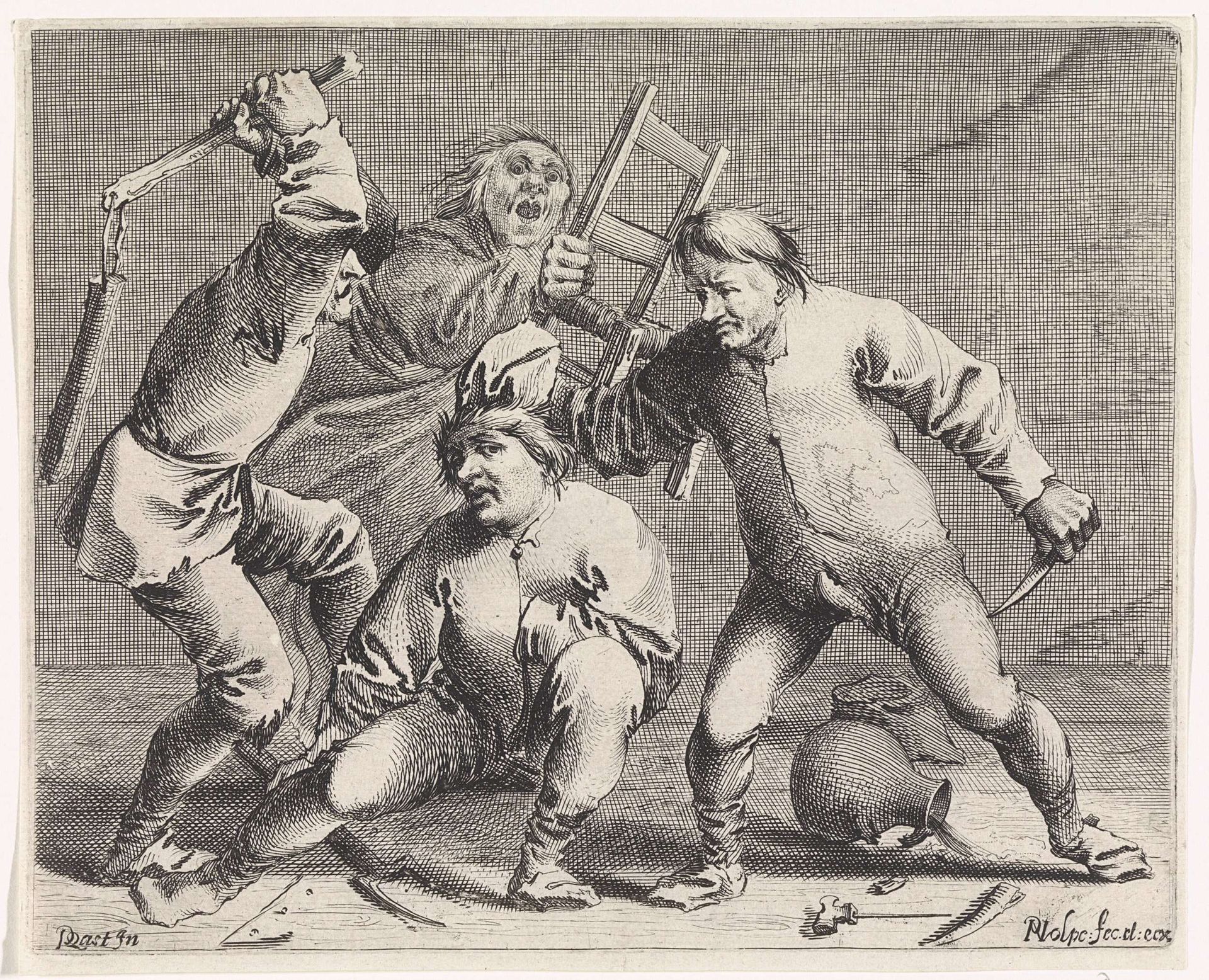Vechtende boeren by Pieter Nolpe