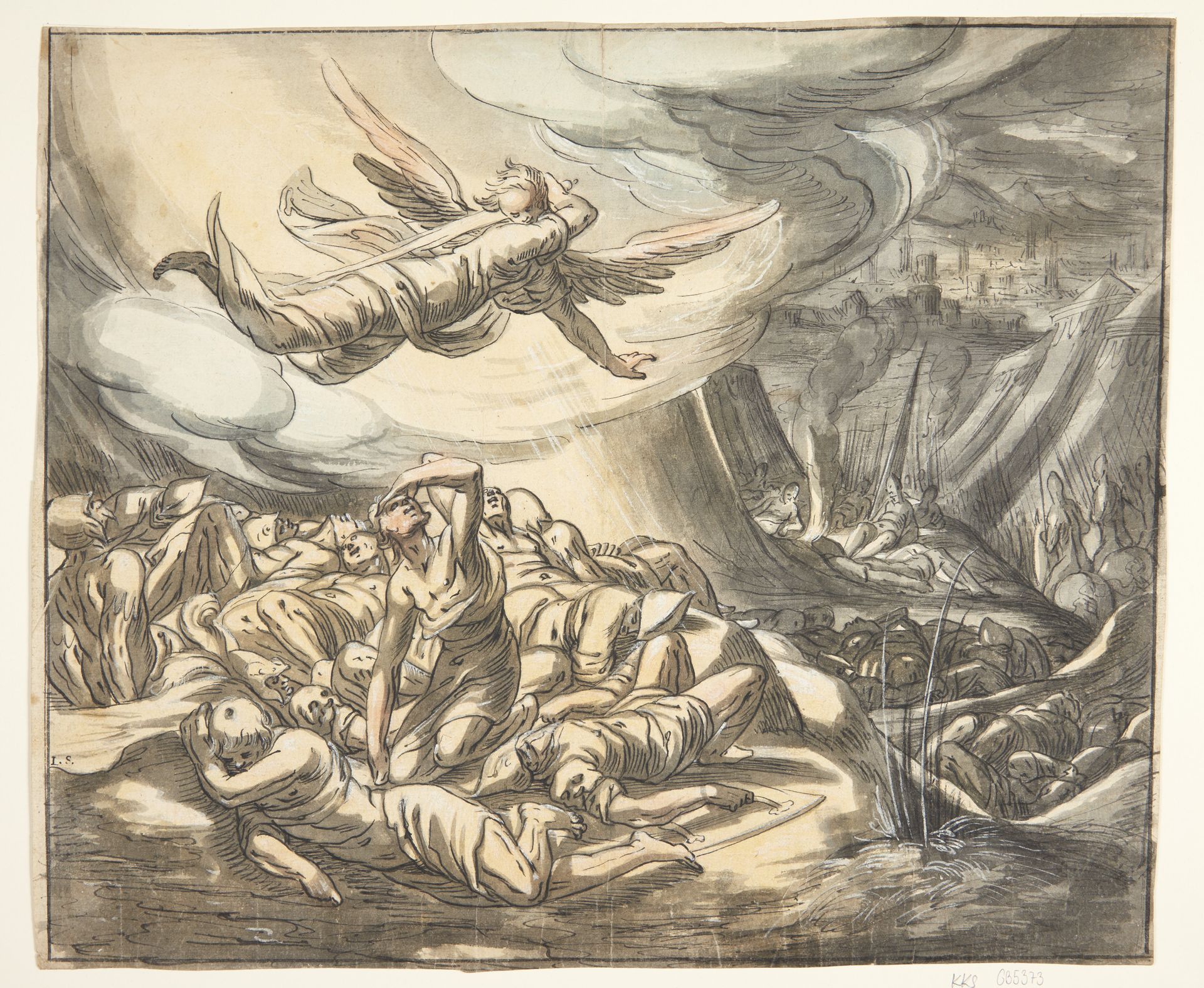 Engel med draget sværd. by Hermann Weyer