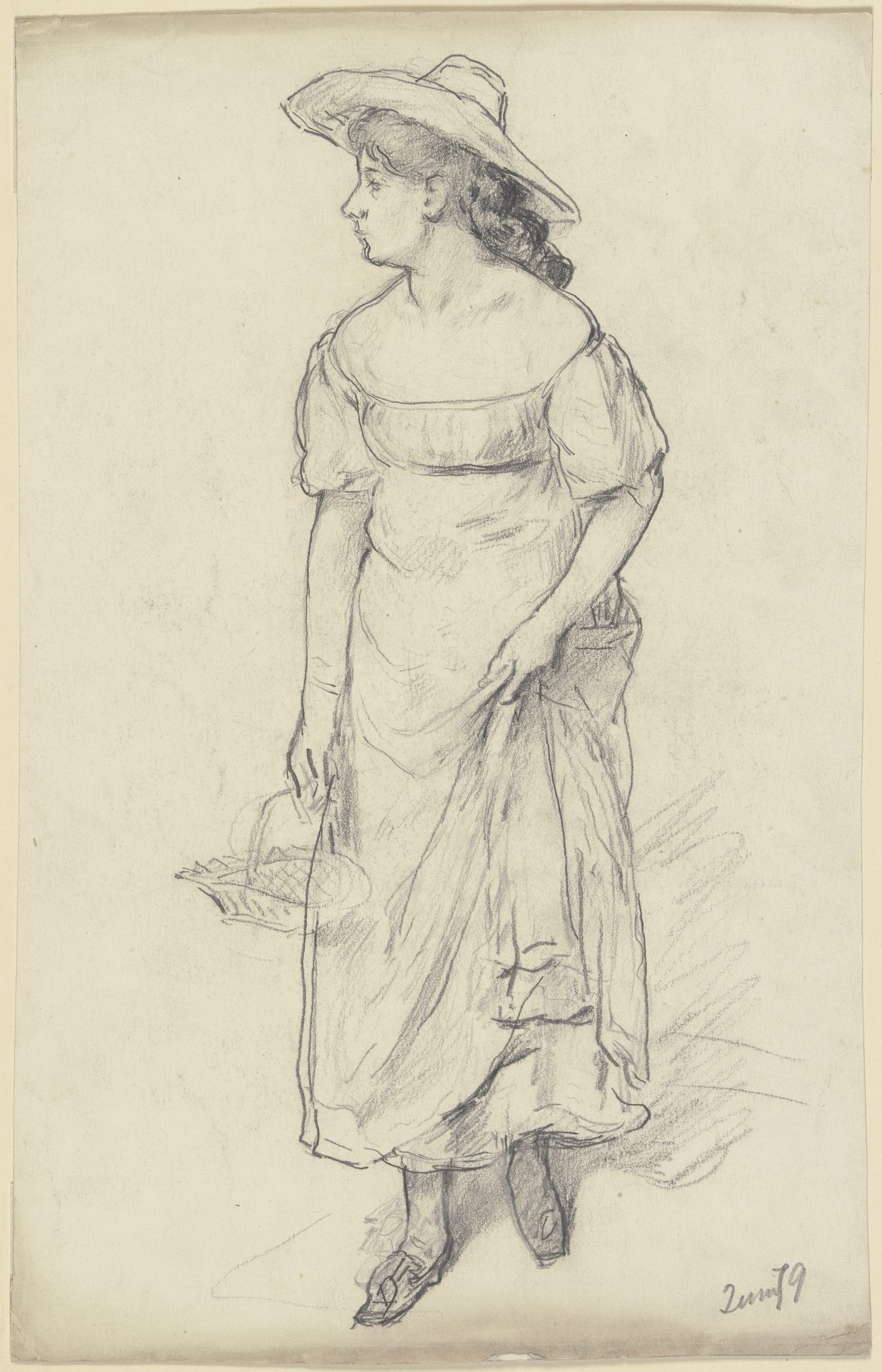 (Verworfene) Frauenfigur für die _Vorbereitung zum Kostümball_ (_) by Otto Scholderer