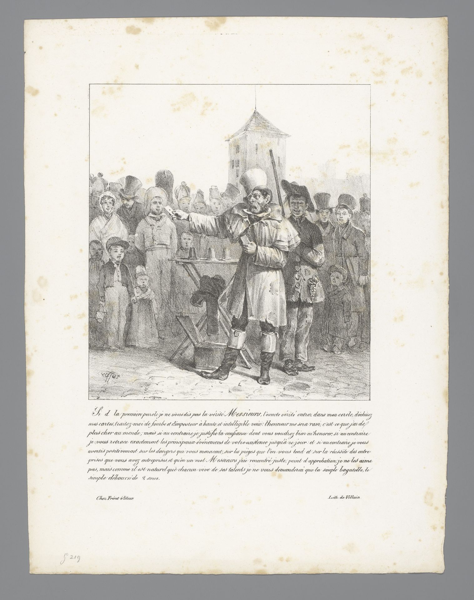 Man met kaarten in de hand spreekt het publiek toe by Auguste Raffet
