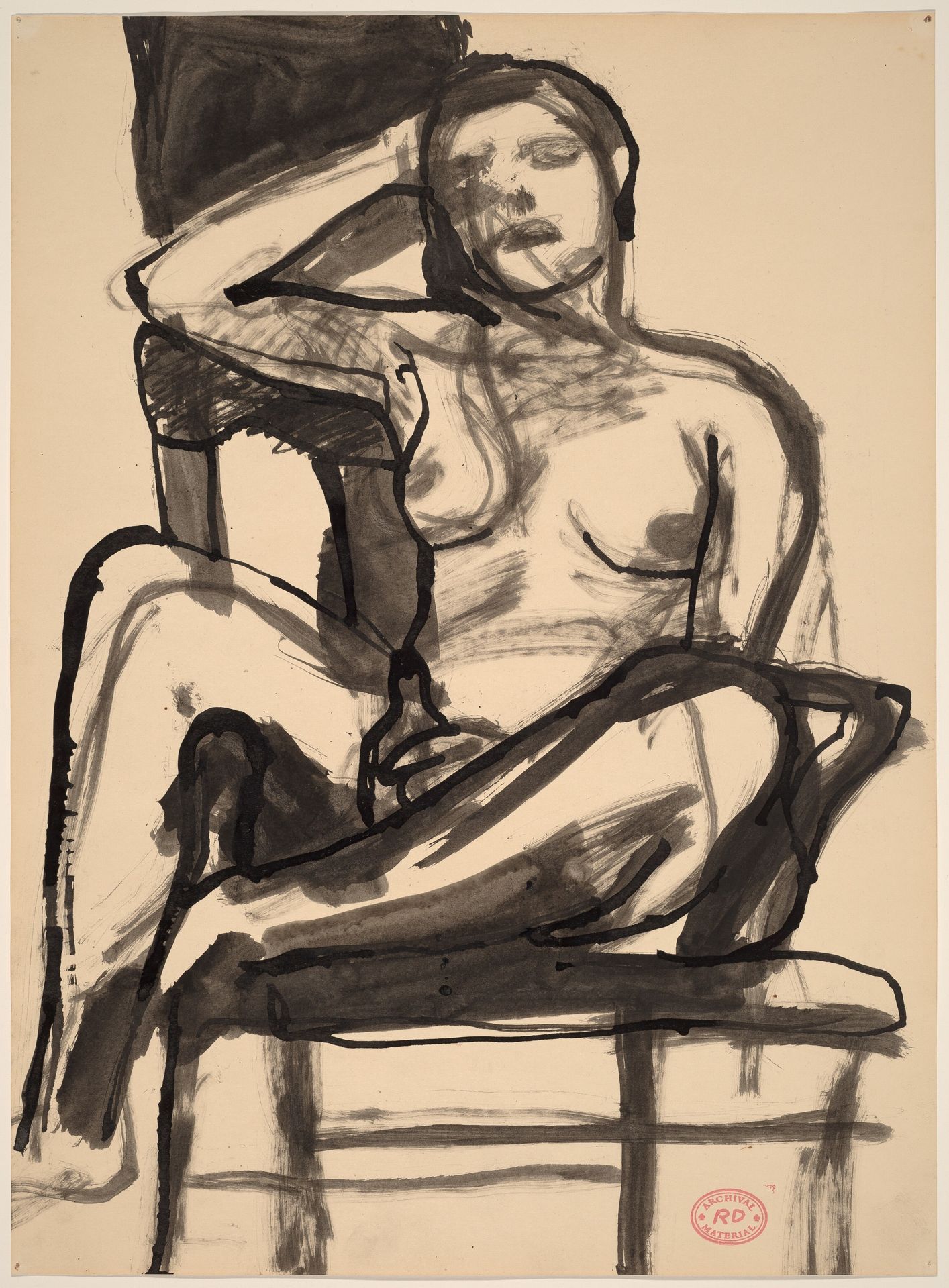 Untitled [seated female nude with right arm on chair back] by Richard Diebenkorn