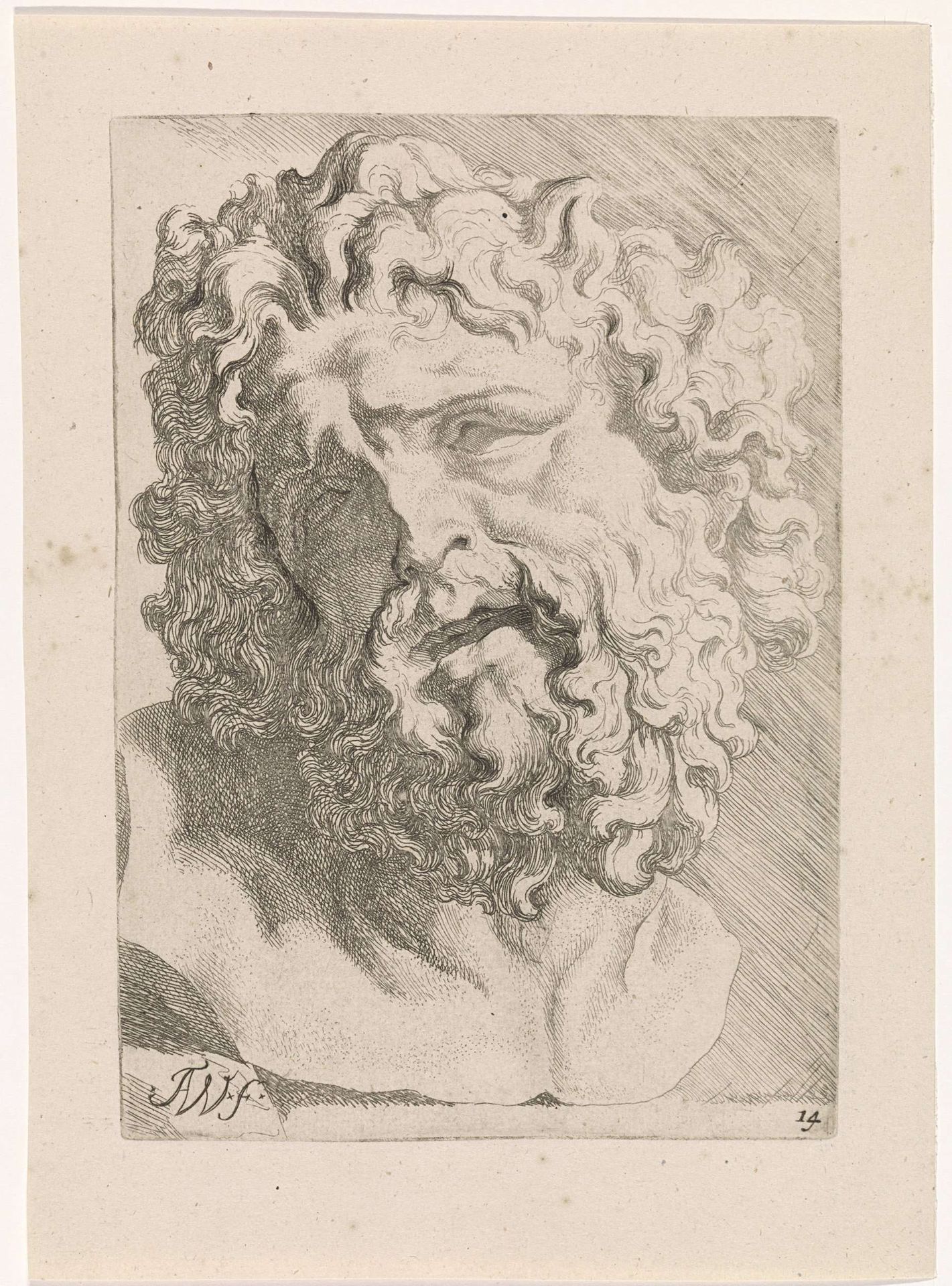 Hoofd van Laocoön by Augustinus (I) Terwesten