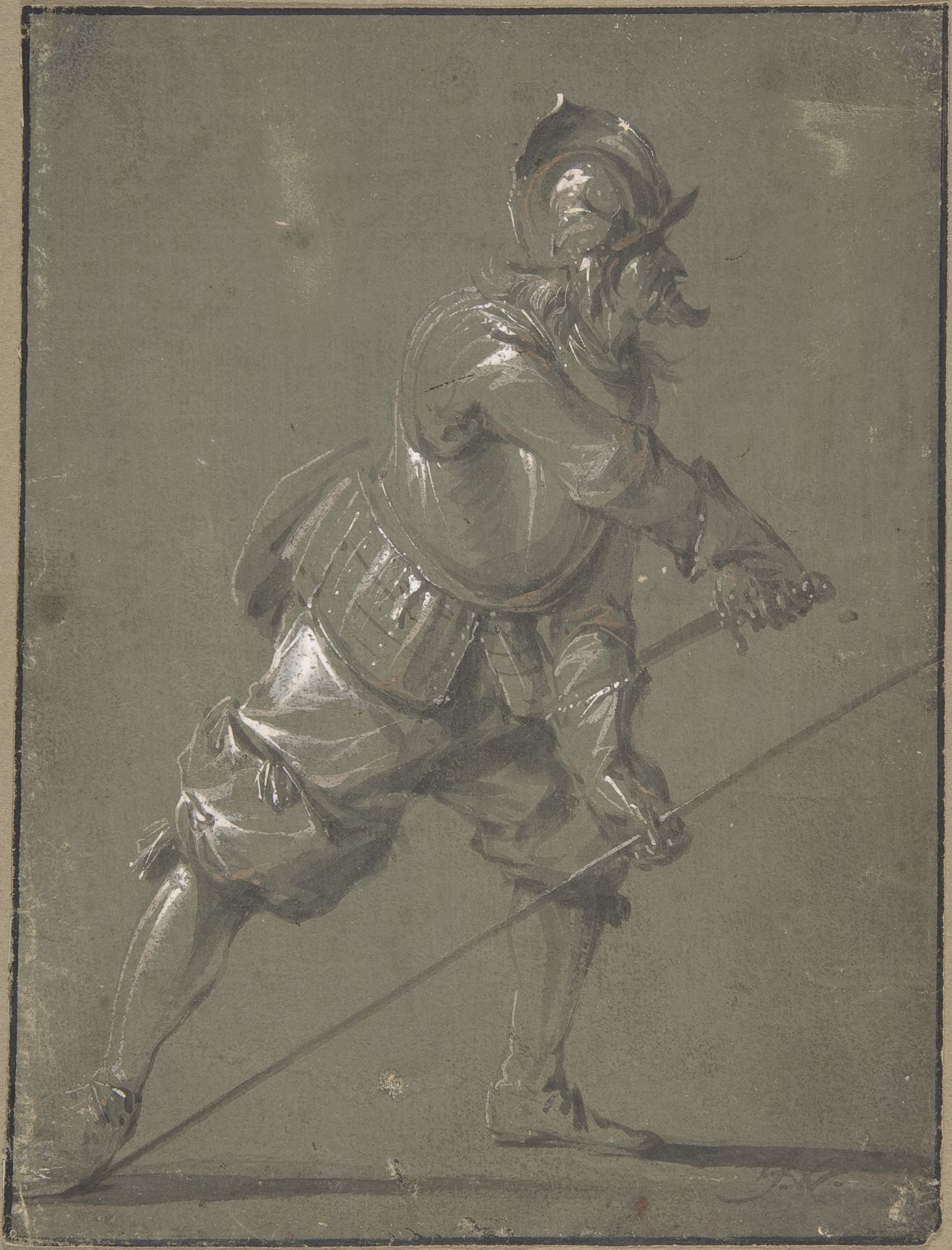 An Infantryman Drawing his Sword by Jacob Matthias Weyer