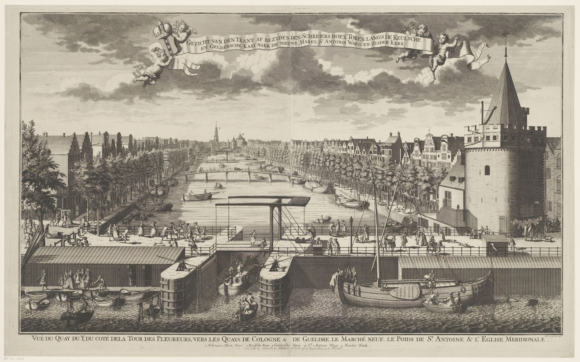 Gezicht op een Amsterdamse Gracht vanaf de IJzijde by Hendrik de Leth