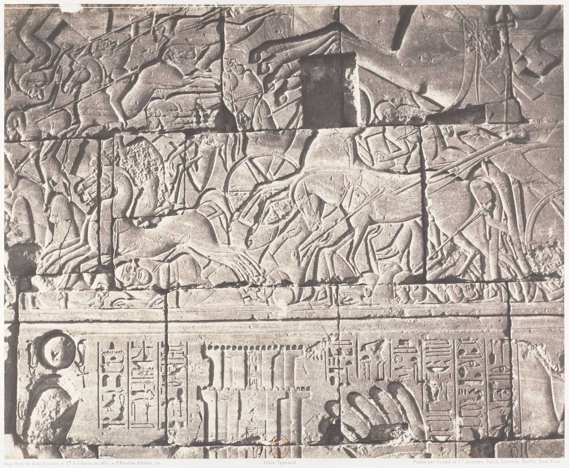 Karnak (Thèbes), Enciente du Palais - Détails de Sculptures au Point O by Félix Teynard