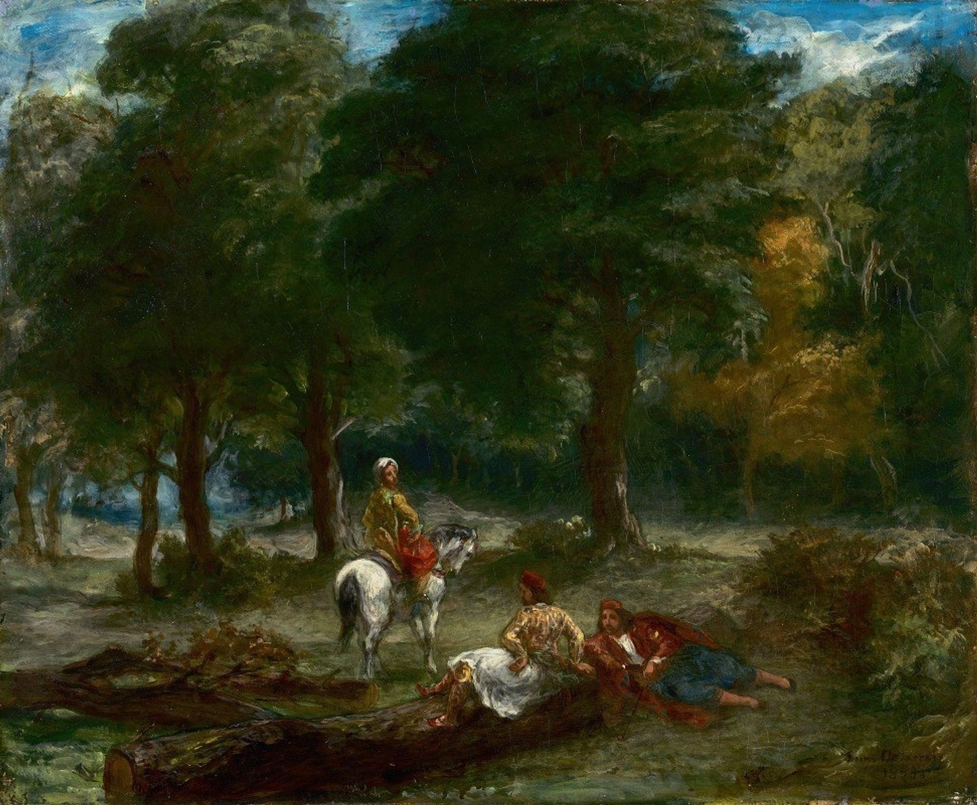 Greek Cavalry Men Resting in Forest by Eugène Delacroix