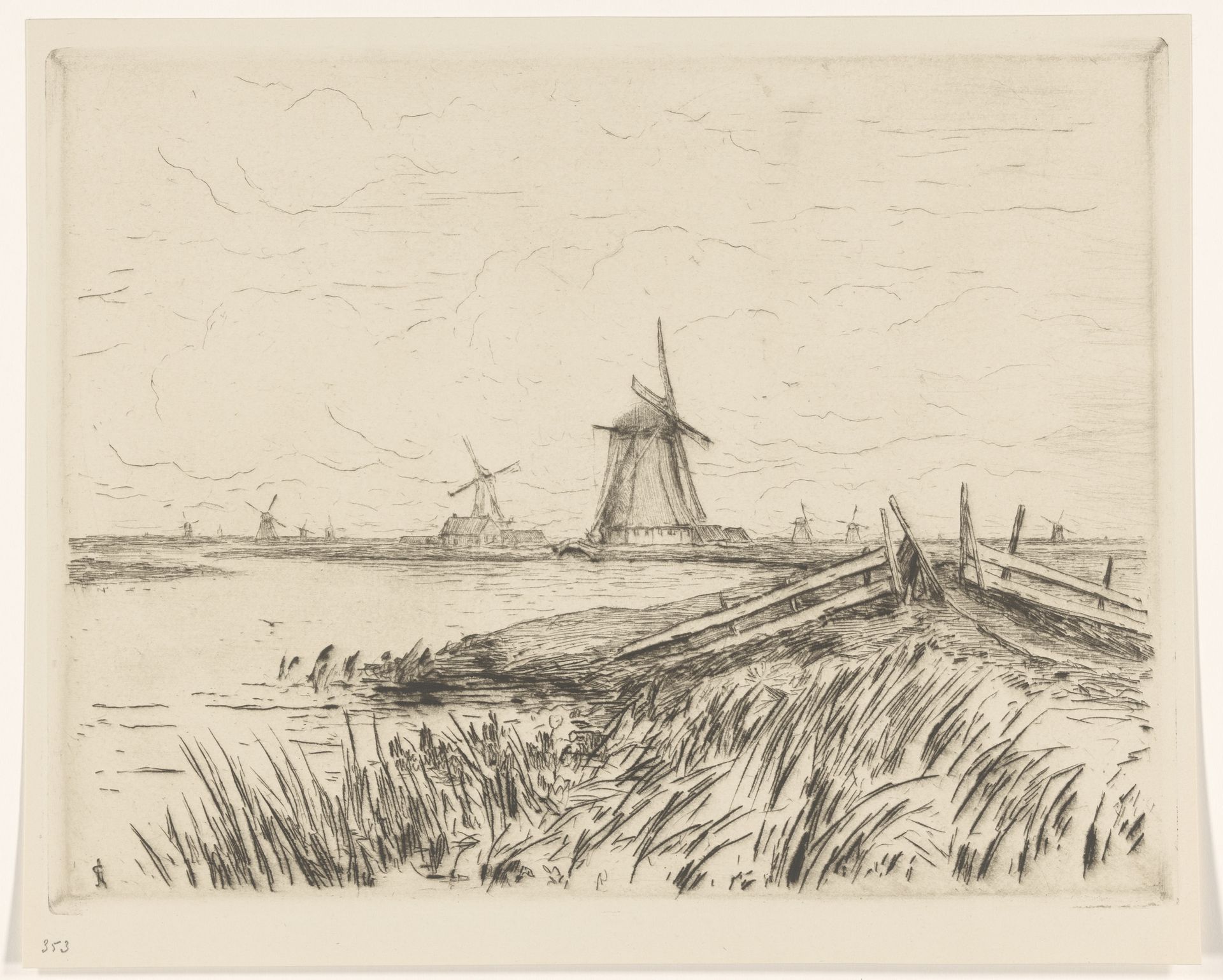 Molens aan de Rotte by Carel Nicolaas Storm van 's-Gravesande