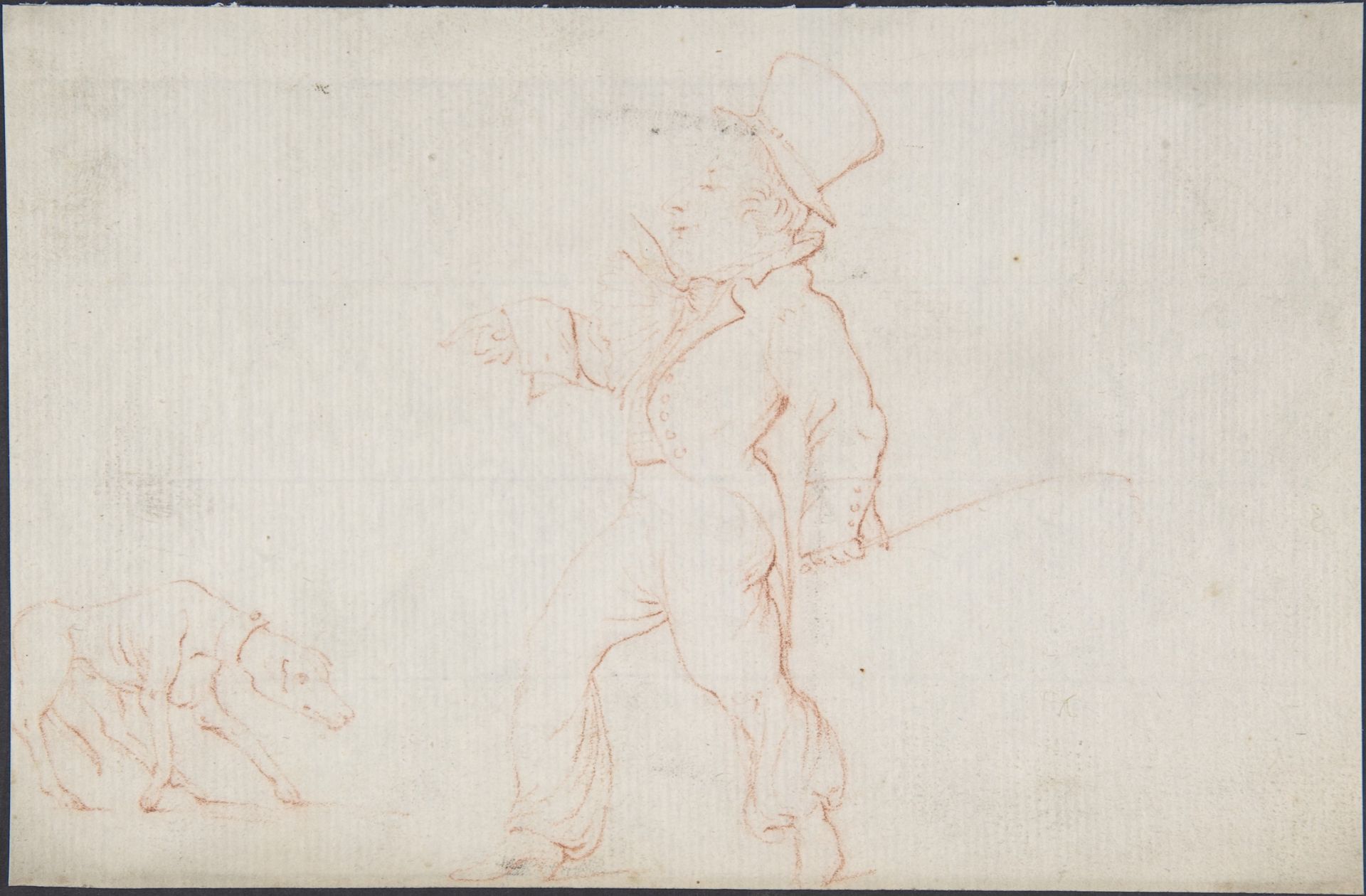 Caricature of a Man with a Dog by Anonymous