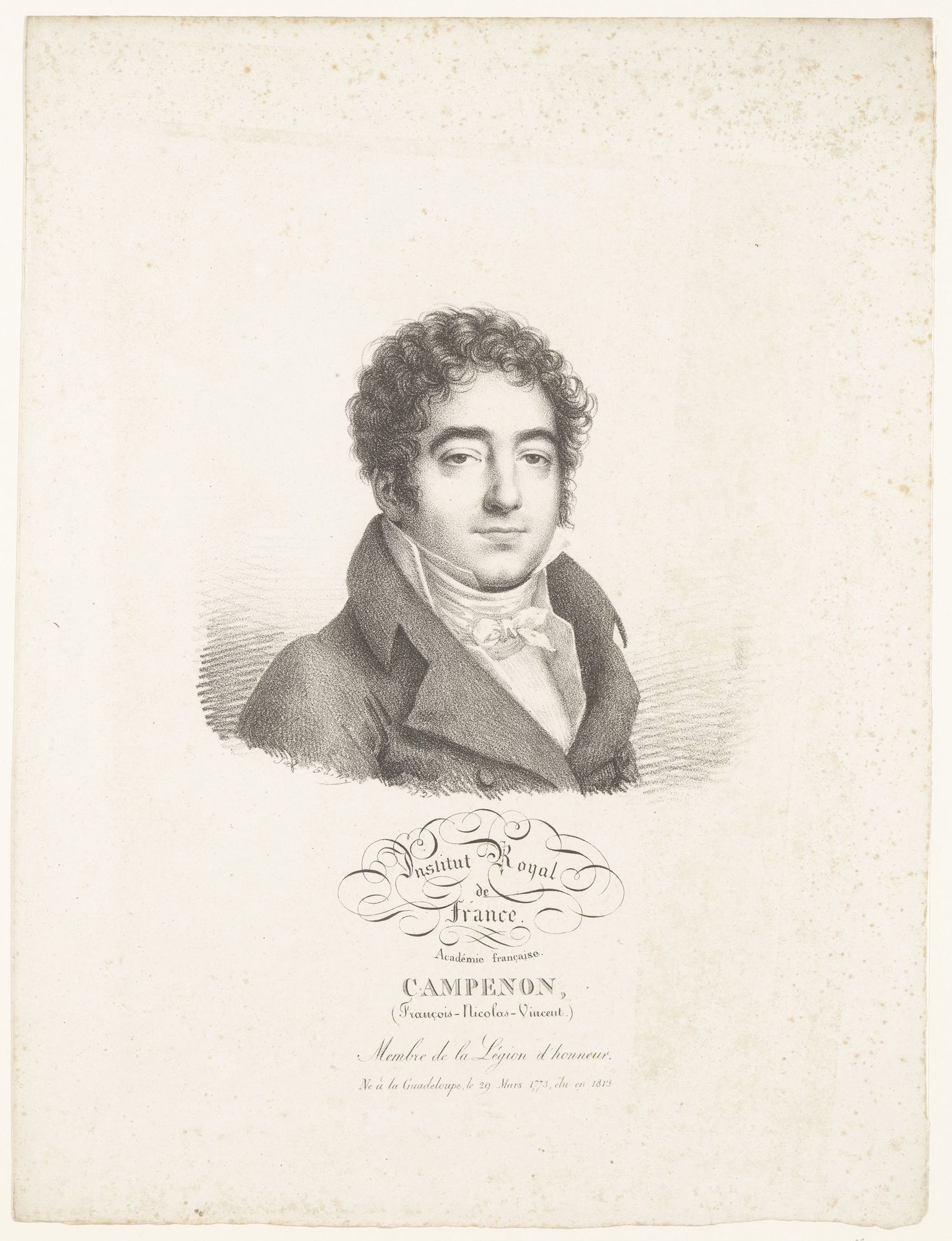 Portret van de dichter François-Nicolas-Vincent Campenon by Julien-Léopold Boilly