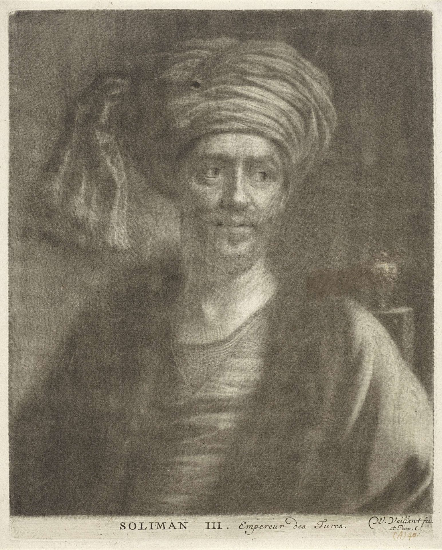 Portret van Süleyman II, sultan van het Ottomaanse Rijk by Wallerant Vaillant