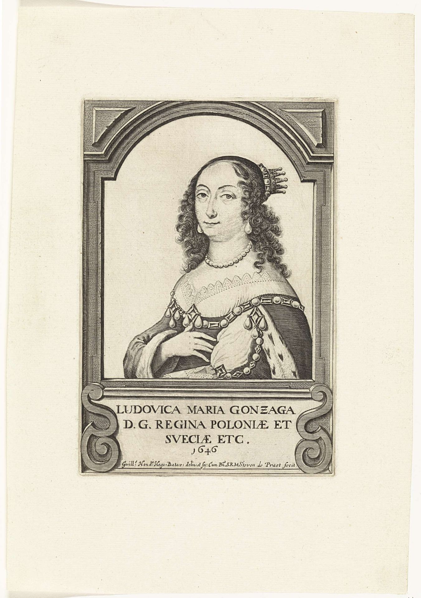 Portret van Louise Marie, koningin van Polen, uit 1646 by Stephan de Praet