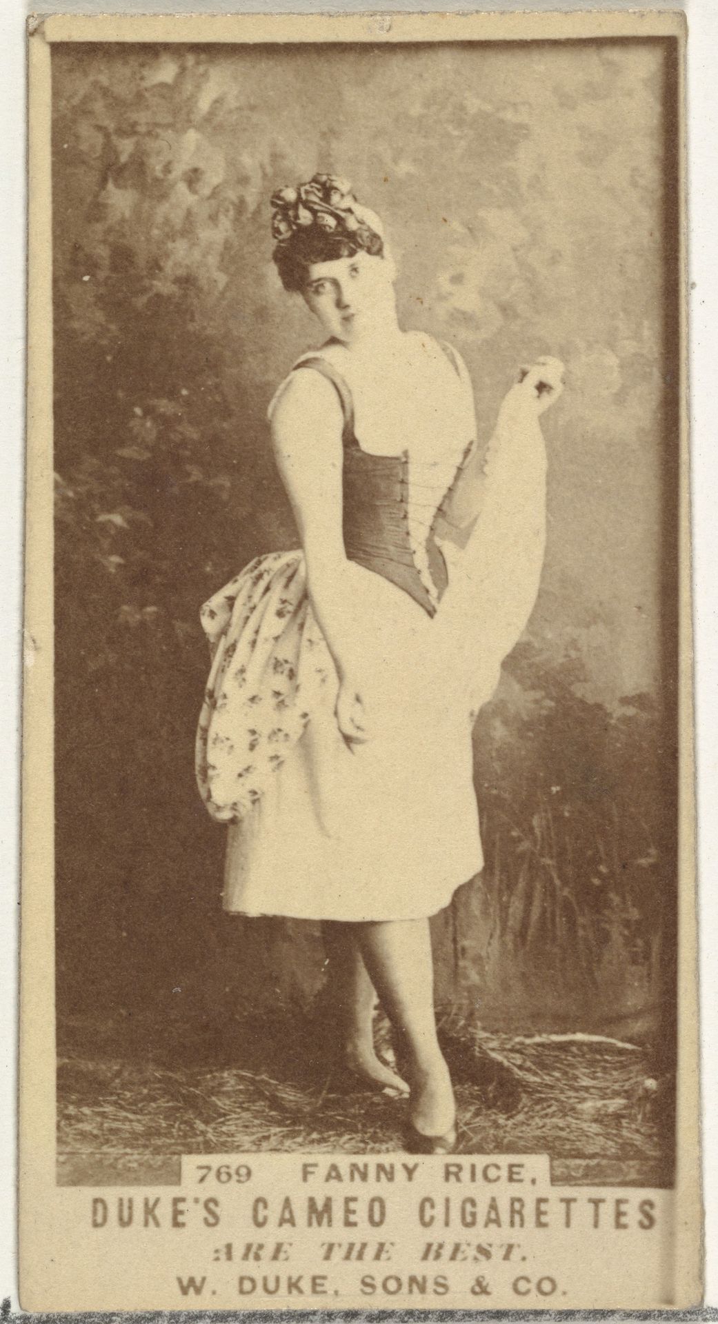 Card Number 769, Fanny Rice, from the Actors and Actresses series (N145-5) issued by Duke Sons & Co. to promote Cameo Cigarettes by W. Duke, Sons & Co.