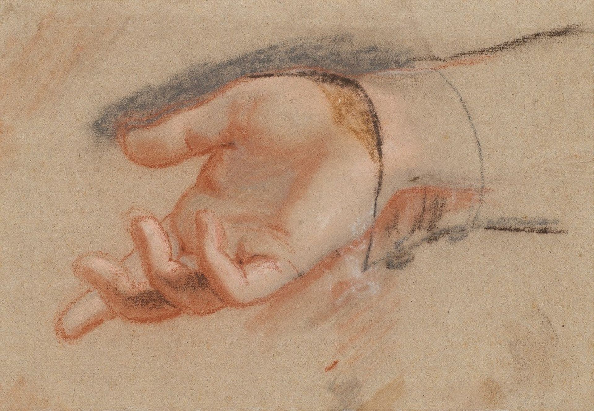 Pastelstudie til en udstrakt hånd by Jens Juel