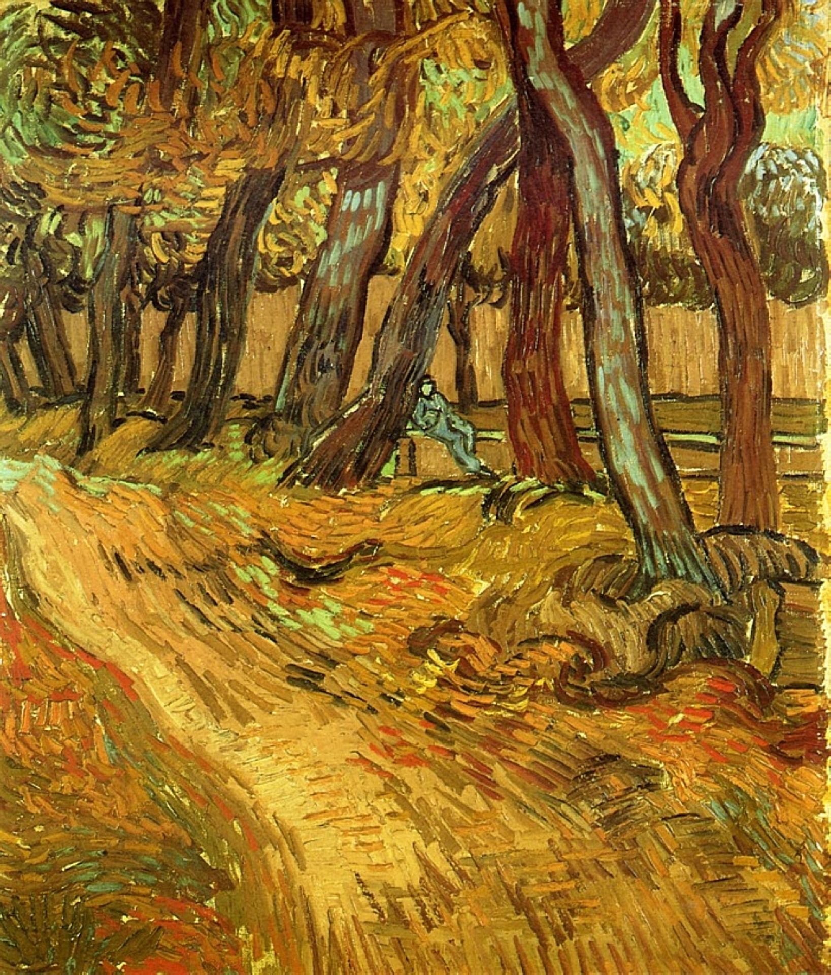 The Garden of Saint-Paul Hospital with Figure by Vincent van Gogh