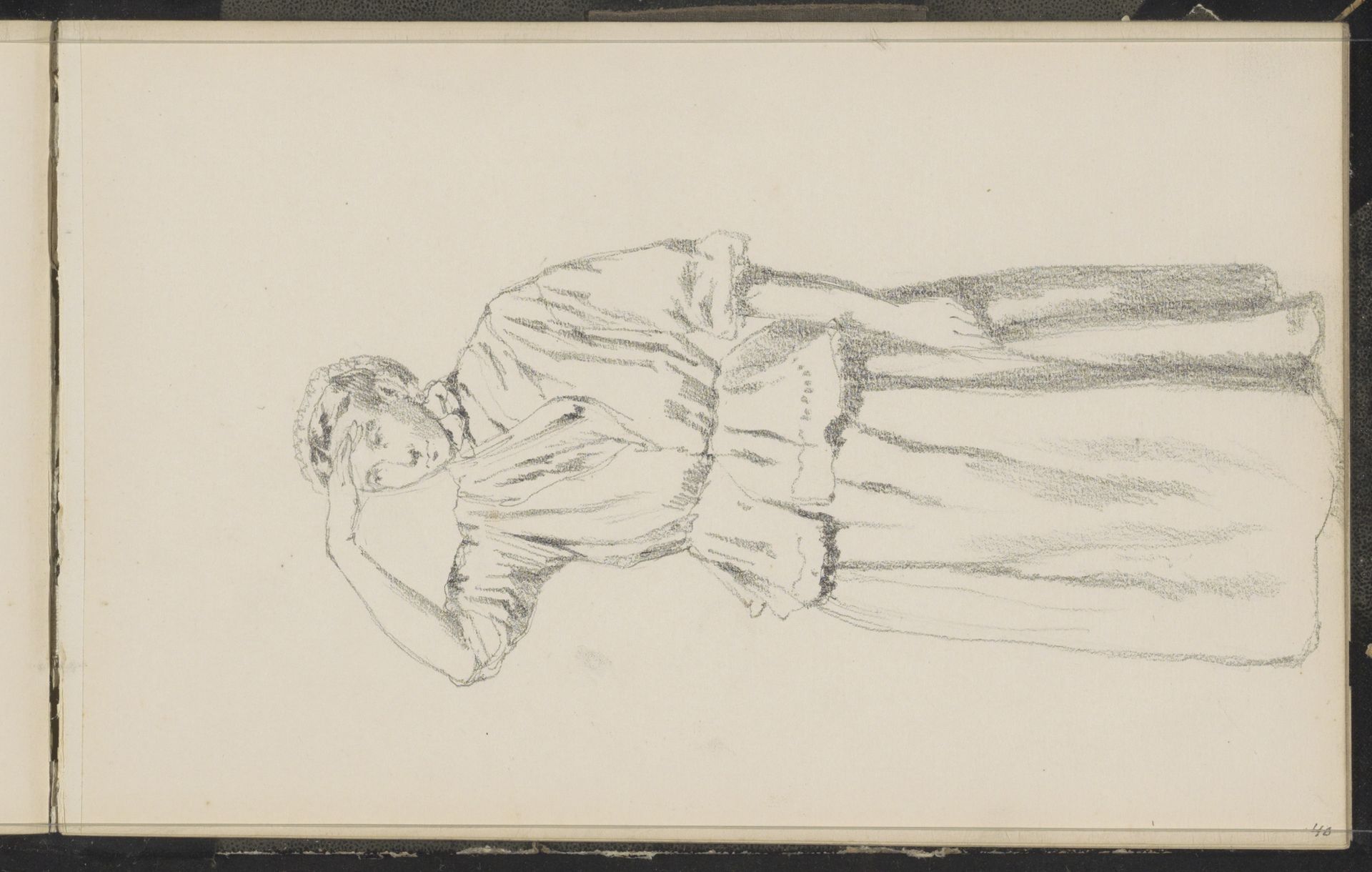 Vrouw met een hand boven haar ogen by Cornelis Springer