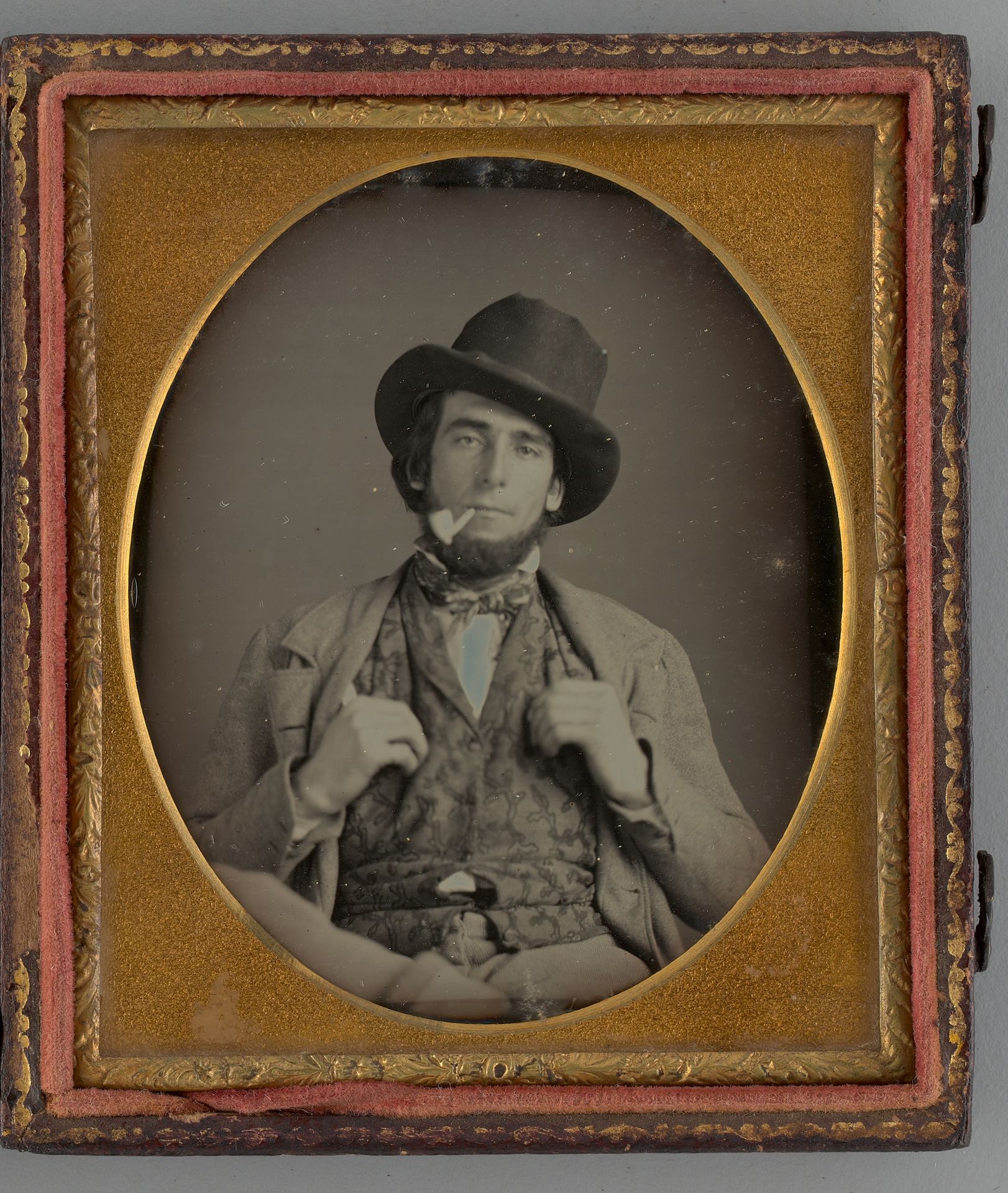 Untitled (Portrait of a Man with Hat and Pipe) by Anonymous