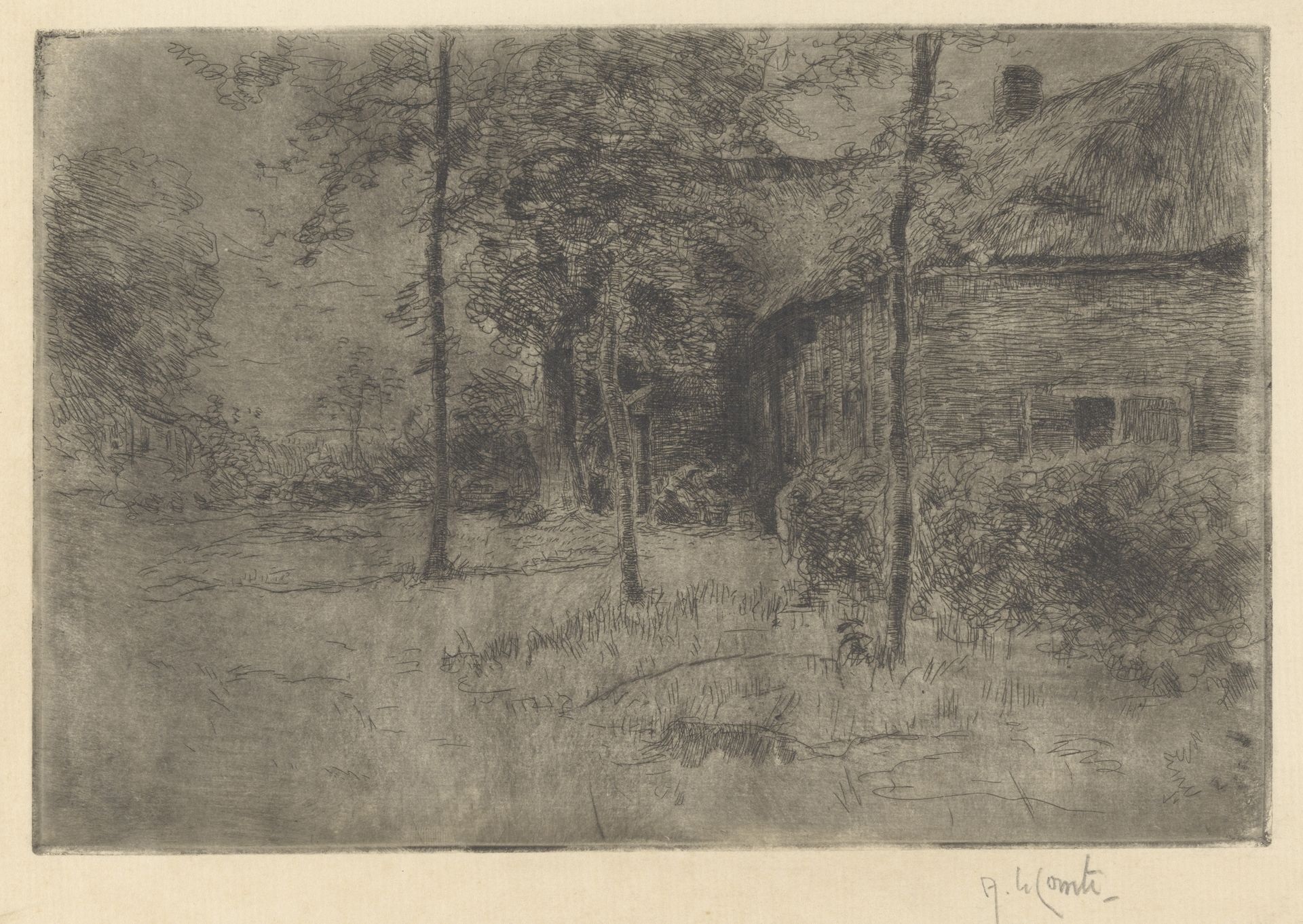 Boerderij met rieten dak by Adolf le Comte