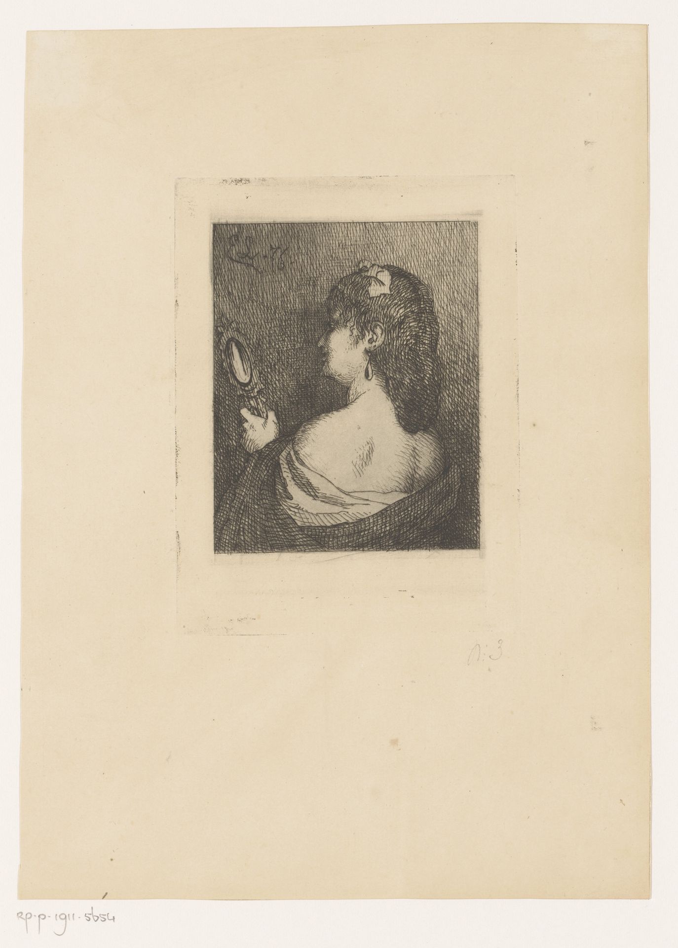 Vrouw kijkt in een spiegel by Edmond Lambrichs