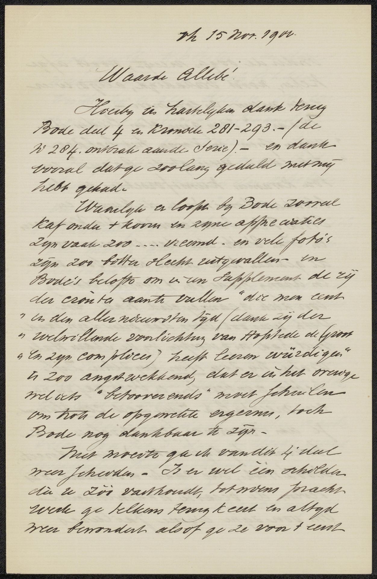 Brief aan August Allebé by Jan Hendrik Maschaupt