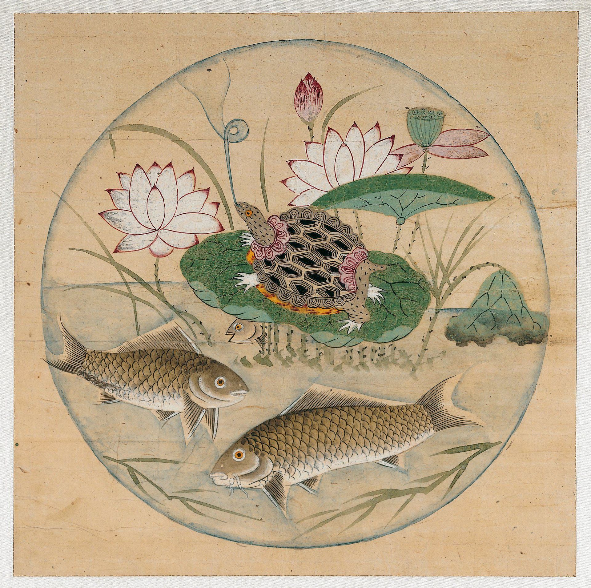 Lotus and Fish in Rondel by Anonymous