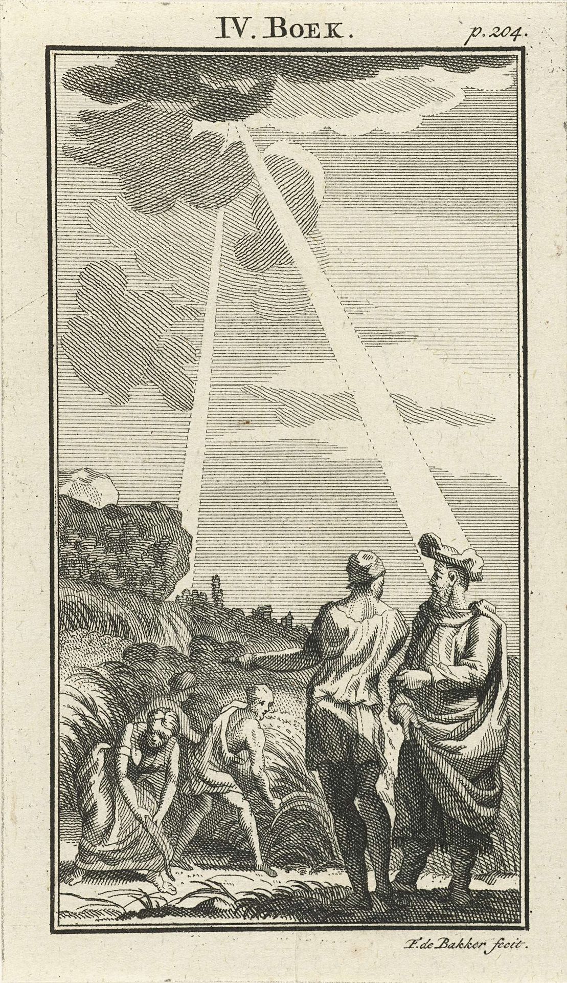 Een soldaat van Herodes ondervraagt de opzichter van de graanoogst by Frans de Bakker