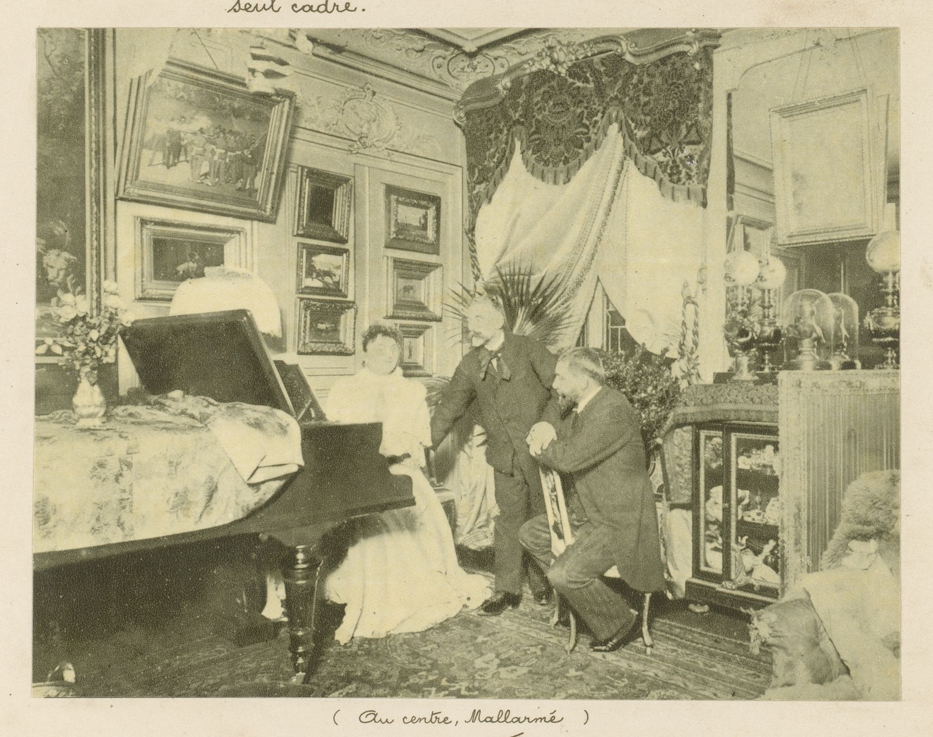 Stéphane Mallarmé, Édouard Manet en een vrouw bij een piano by Anonymous