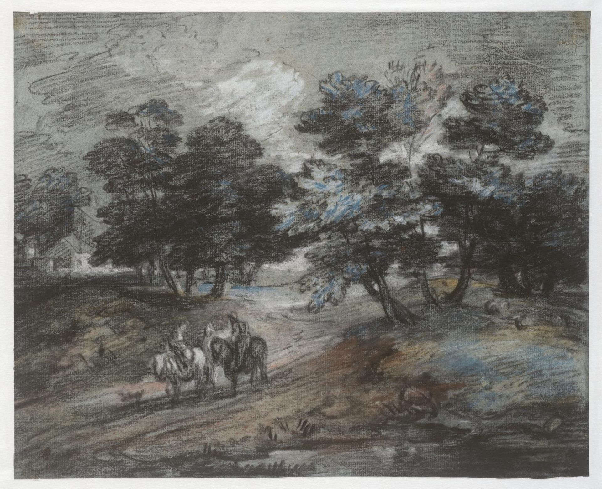 Wooded Landscape with Horsemen Travelling along a Country Track by Thomas Gainsborough