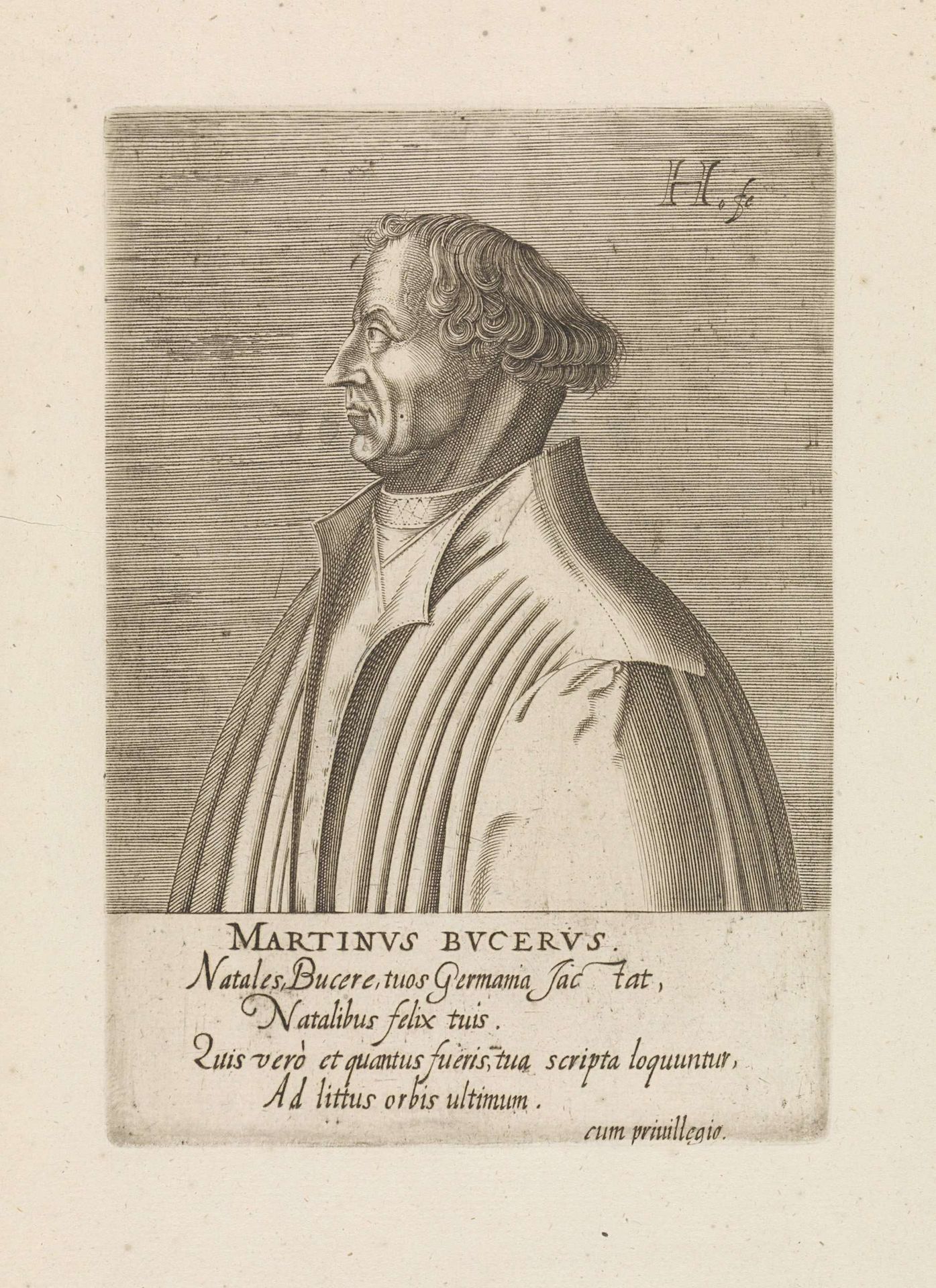 Portret van Martinus Bucer by Hendrick Hondius I