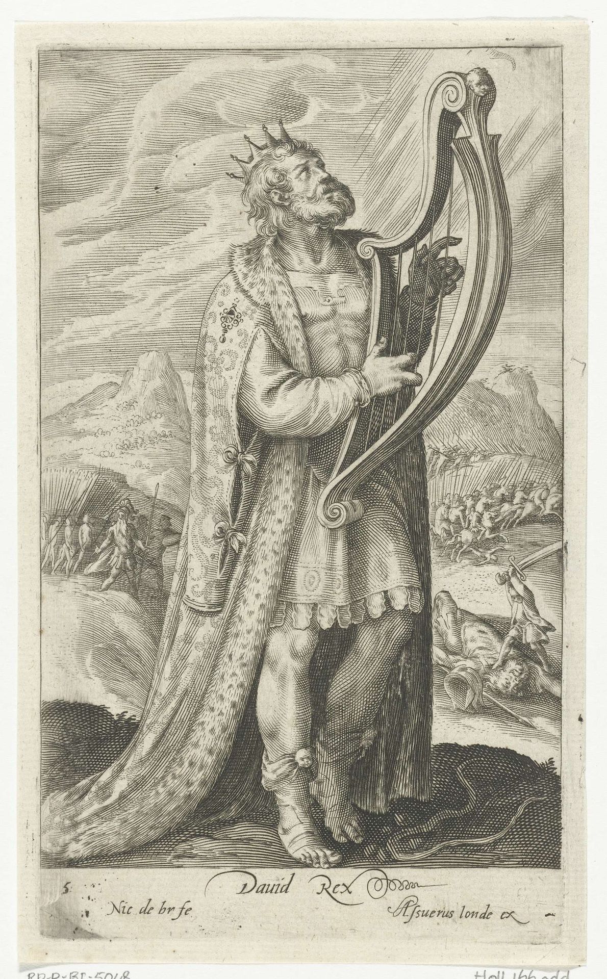 David speelt op zijn harp by Nicolaes de Bruyn