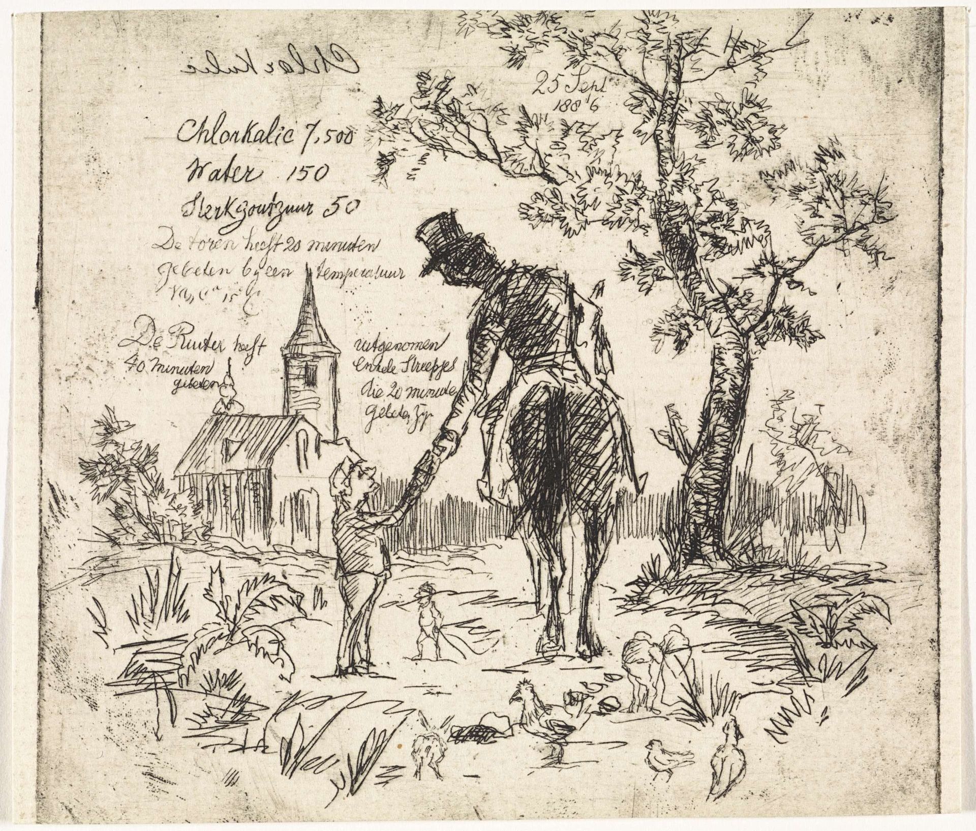Studieblad met ruiter in een landschap by Elias Stark