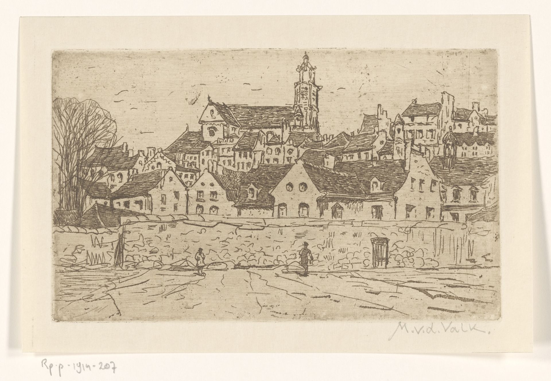Gezicht op Pontoise, met centraal de Cathédrale Saint-Maclou by Maurits van der Valk