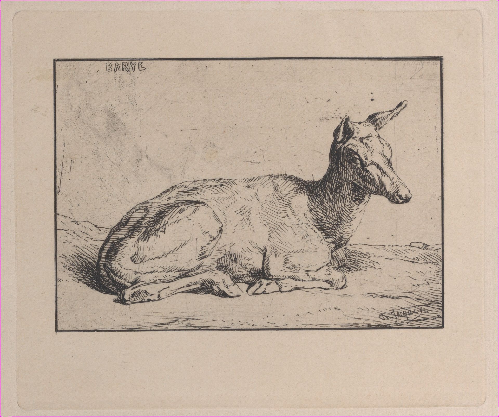 A Doe, after Barye by Charles Jacque