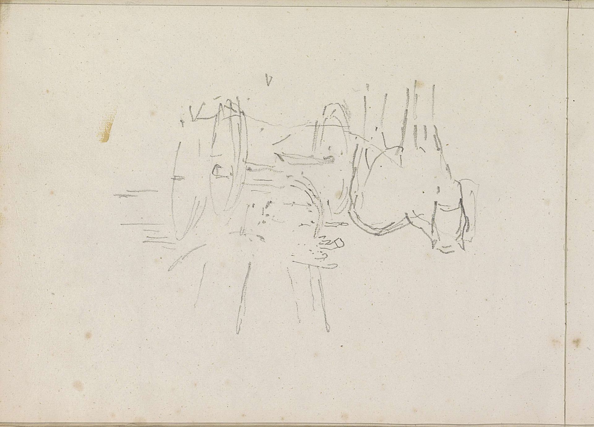 Paard gespannen voor een wagen met sprokkelhout by Anton Mauve