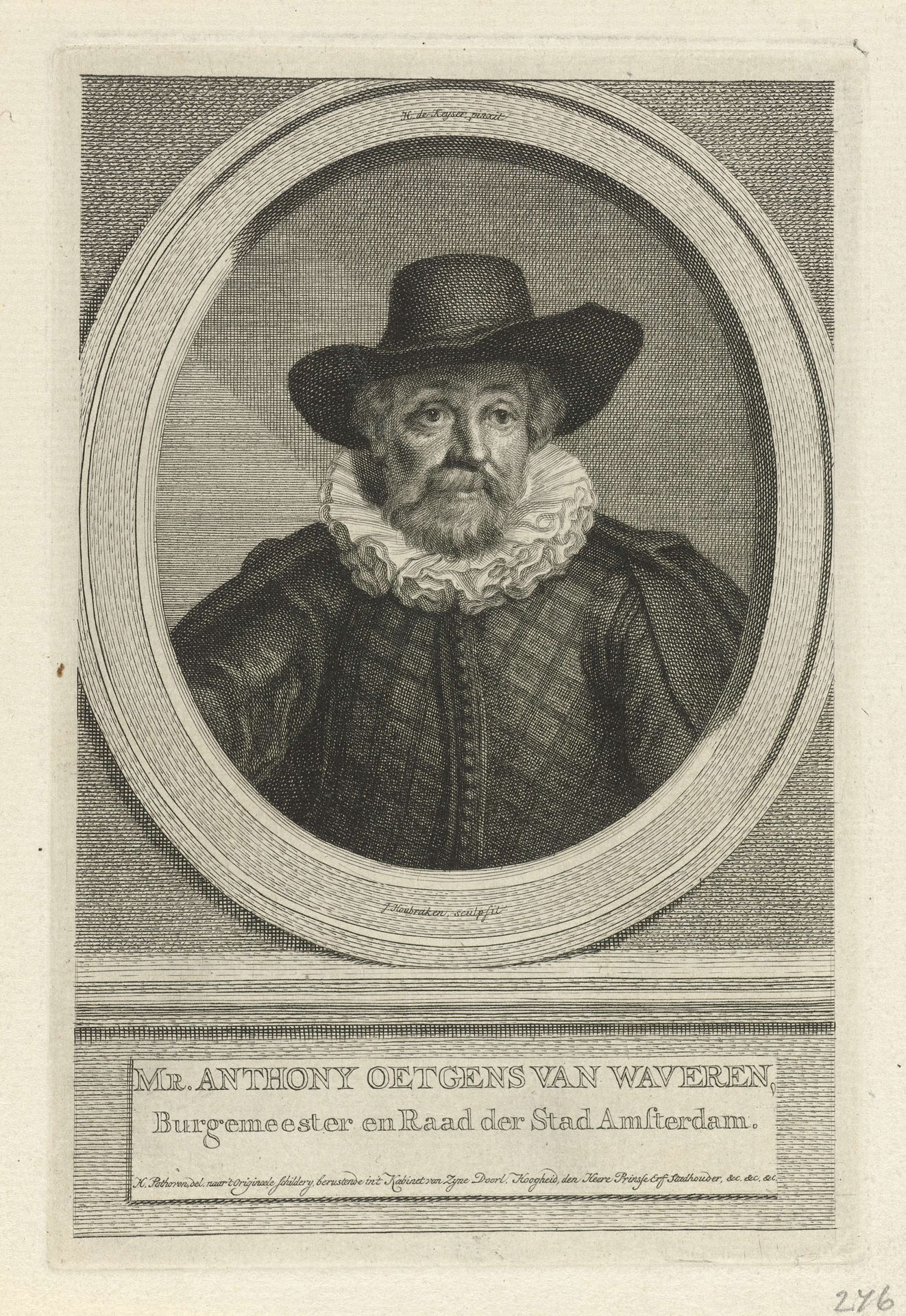 Portret van Anthony Oetgens van Waveren by Jacob Houbraken