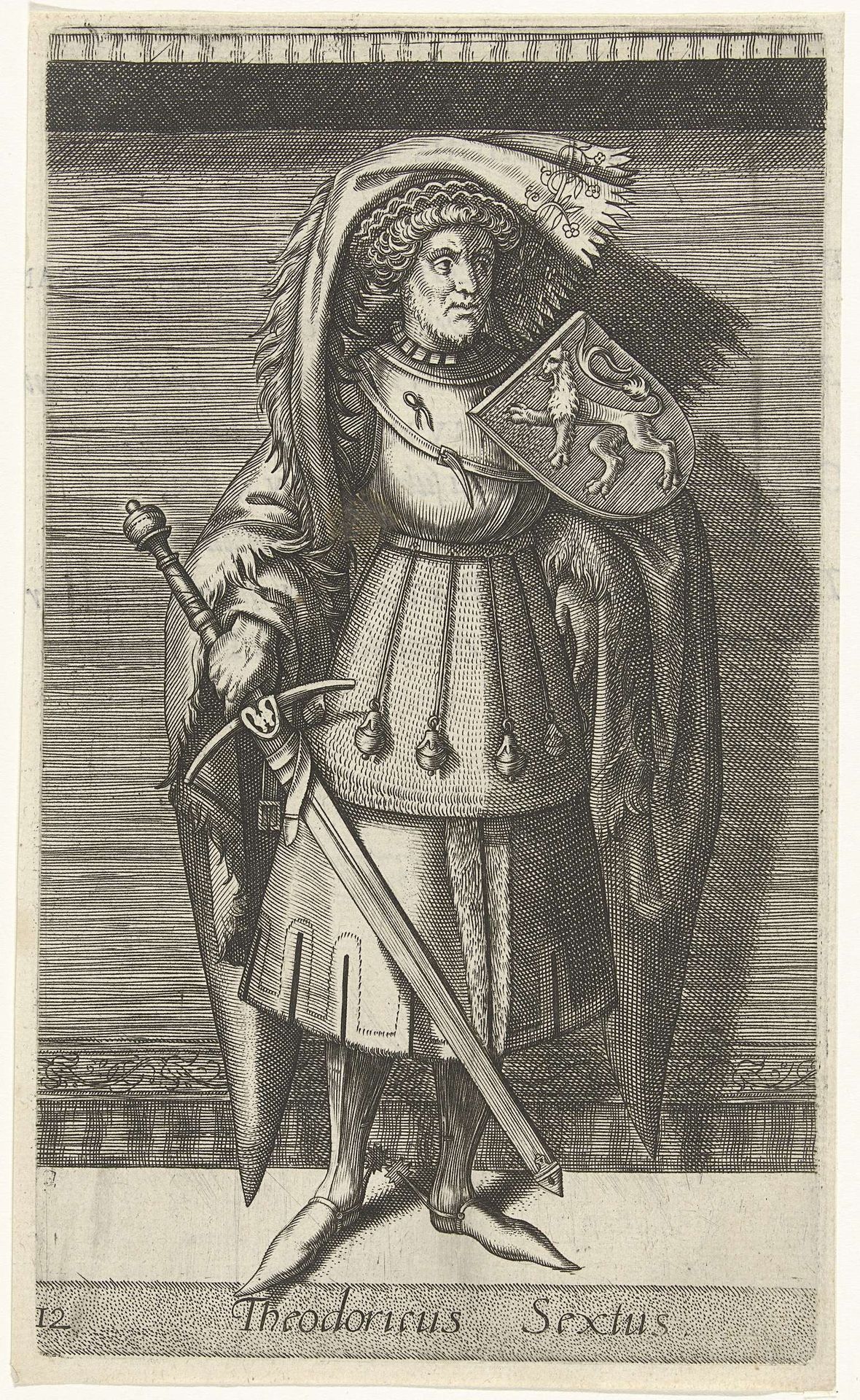 Portret van Dirk VI, graaf van Holland by Philips Galle
